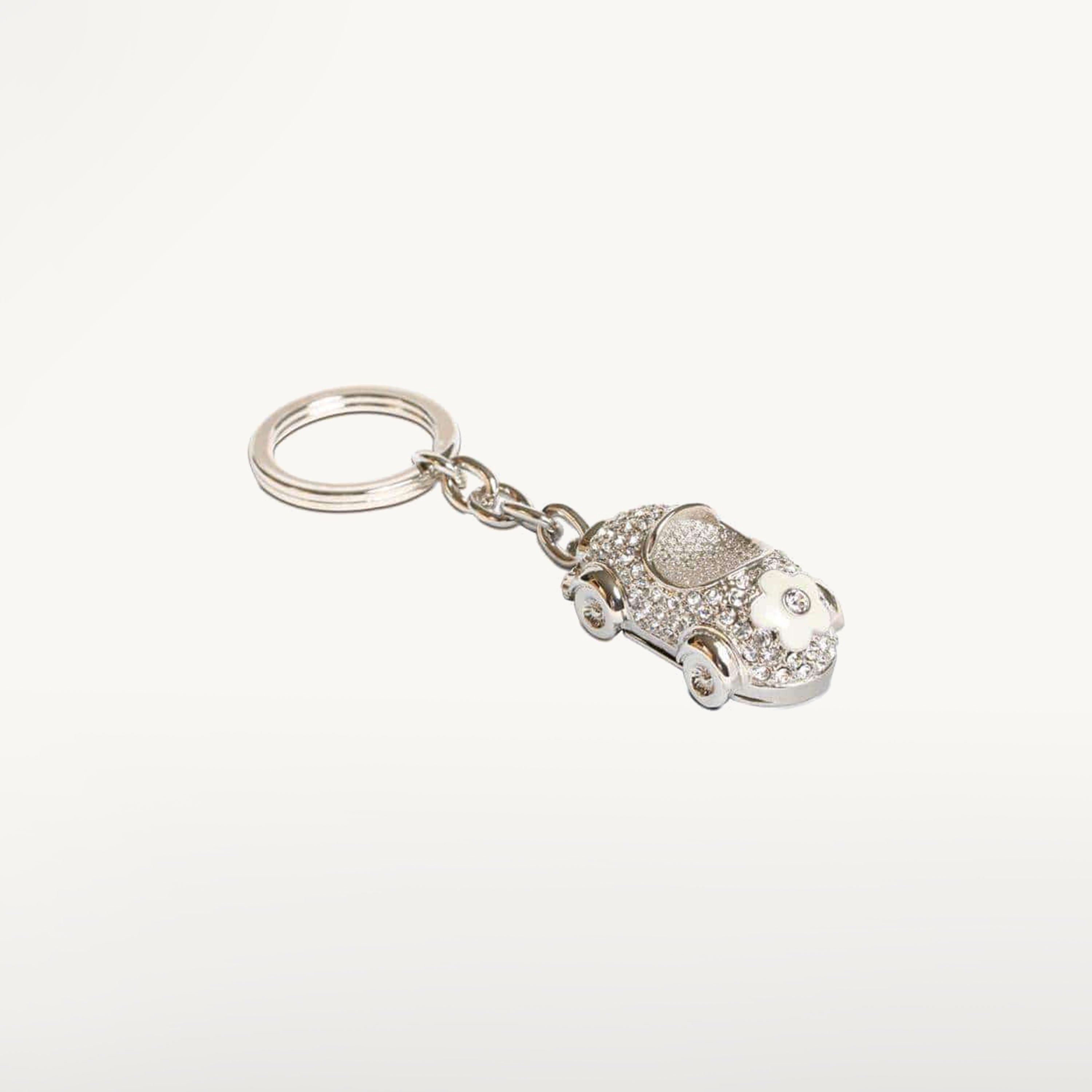 Kalifano Crystal Keychains White Flower Car Keychain made with Swarovski Crystals SKC-041
