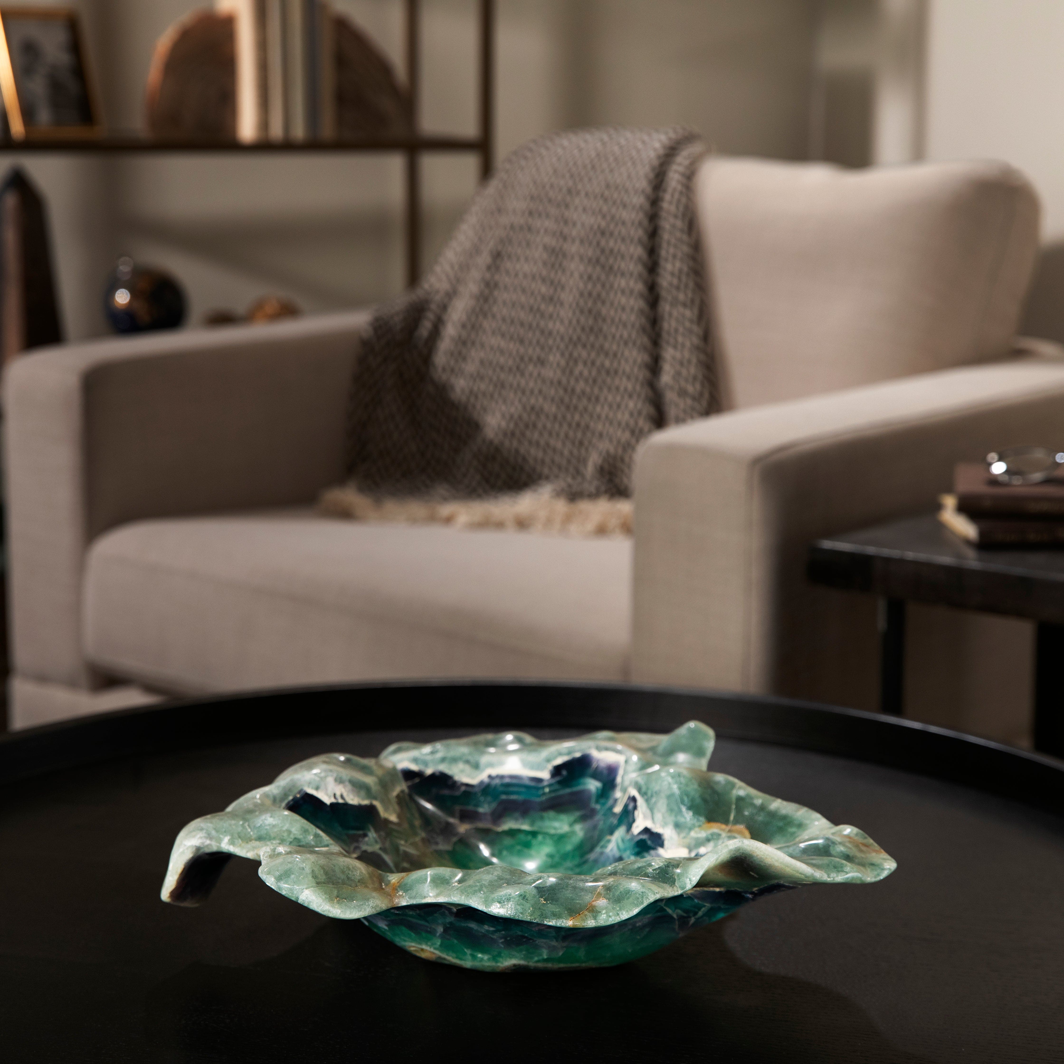 Kalifano Gemstone Bowl Fluorite Onyx Bowl - 18 in BFL24000.001