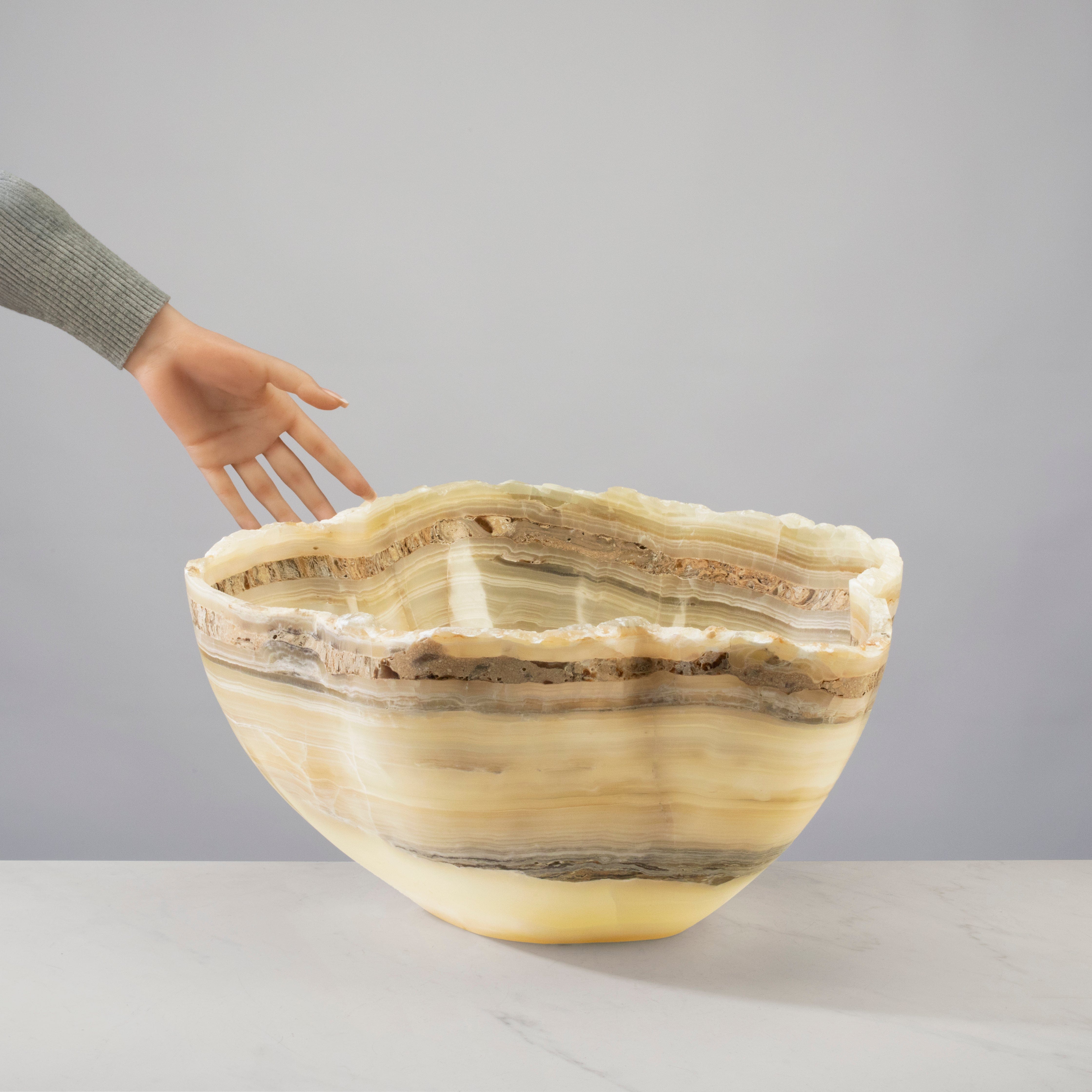 Kalifano Gemstone Bowl Grey Onyx Bowl - 17 in BOX10400.002