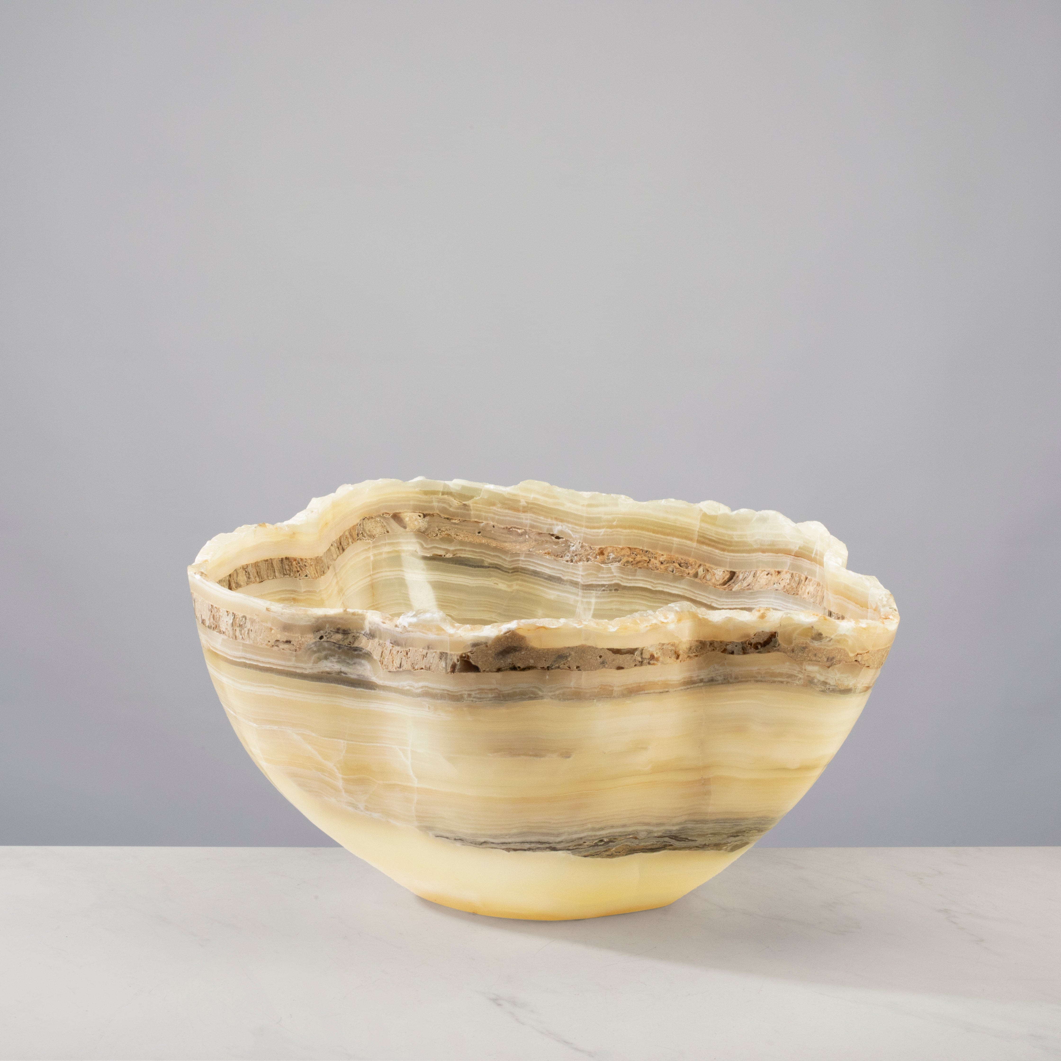 Kalifano Gemstone Bowl Grey Onyx Bowl - 17 in BOX10400.002