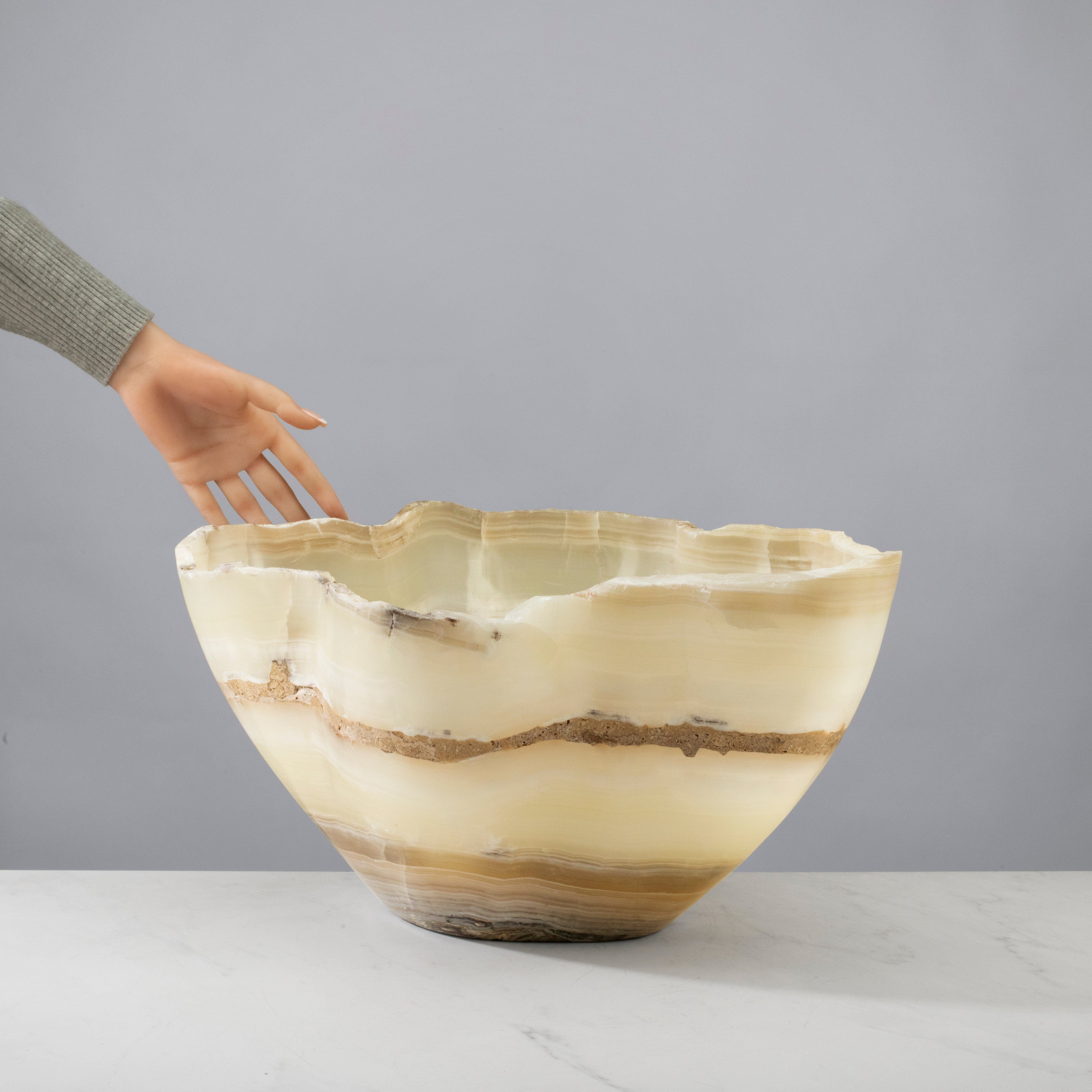 Kalifano Gemstone Bowl Grey Onyx Bowl - 18 in BOX9600.005