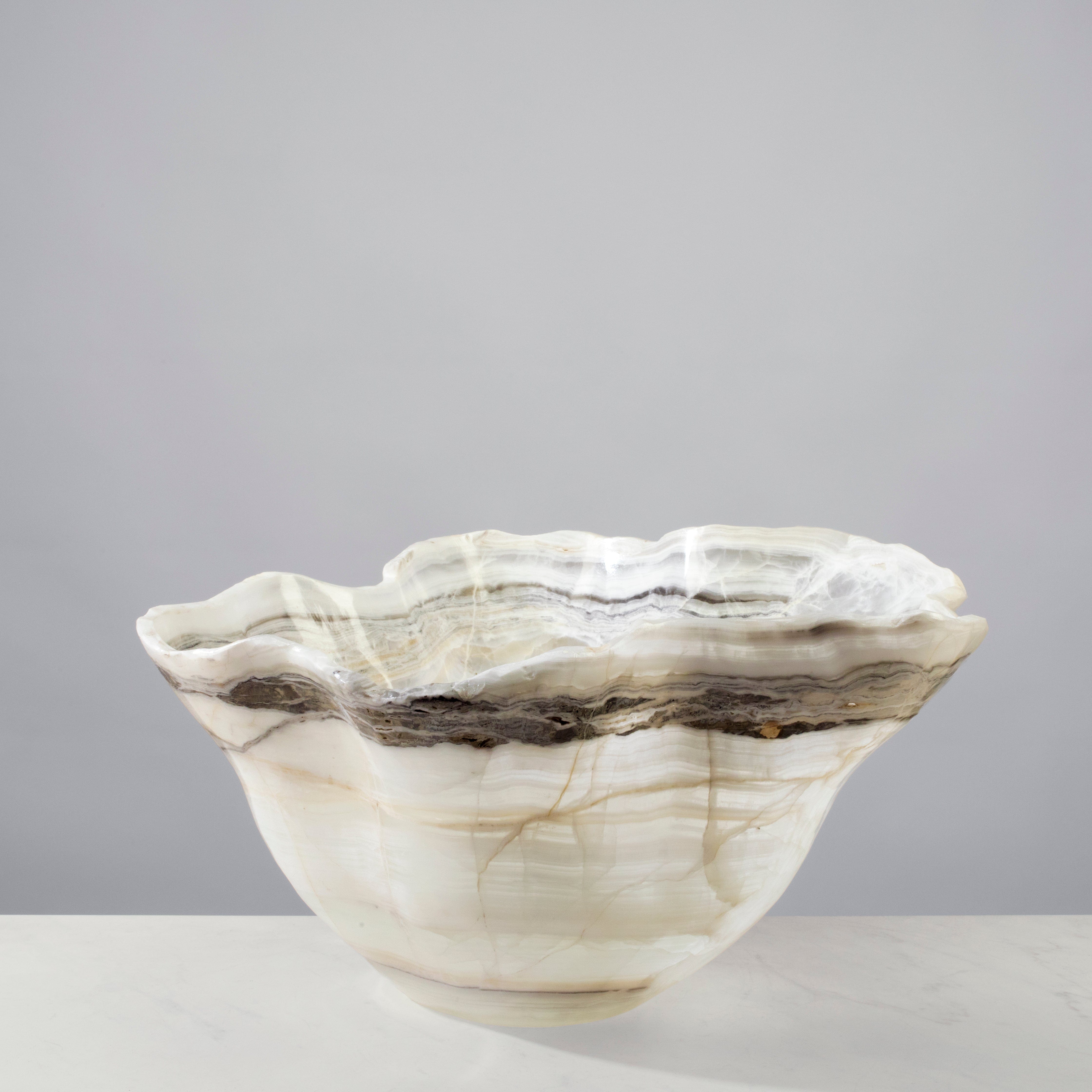 Kalifano Gemstone Bowl White Onyx Bowl - 19 in BOX138000.001