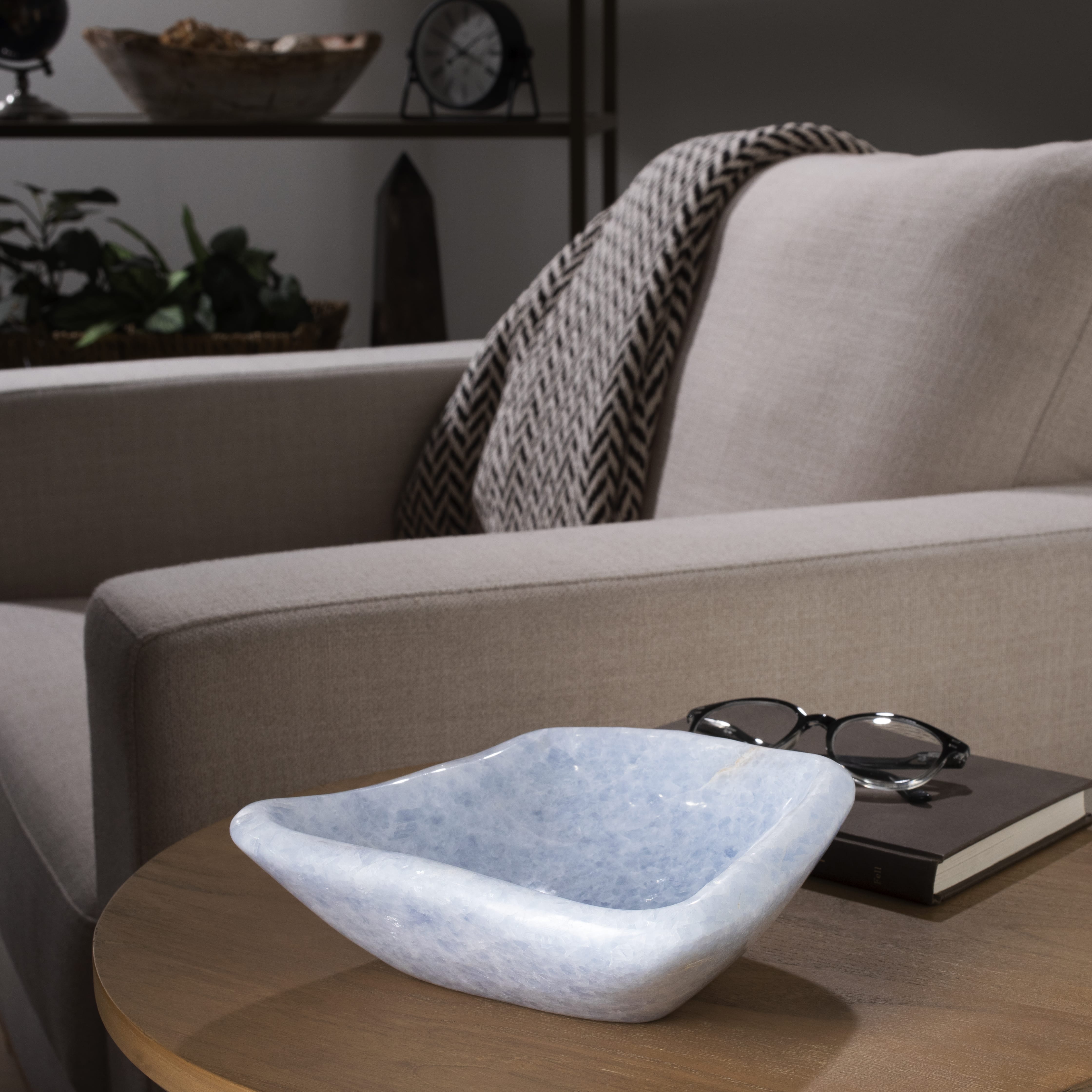 Kalifano Gemstone Bowls Blue Calcite Bowl from Madagascar - 8.25" BOWL1000-BC.001