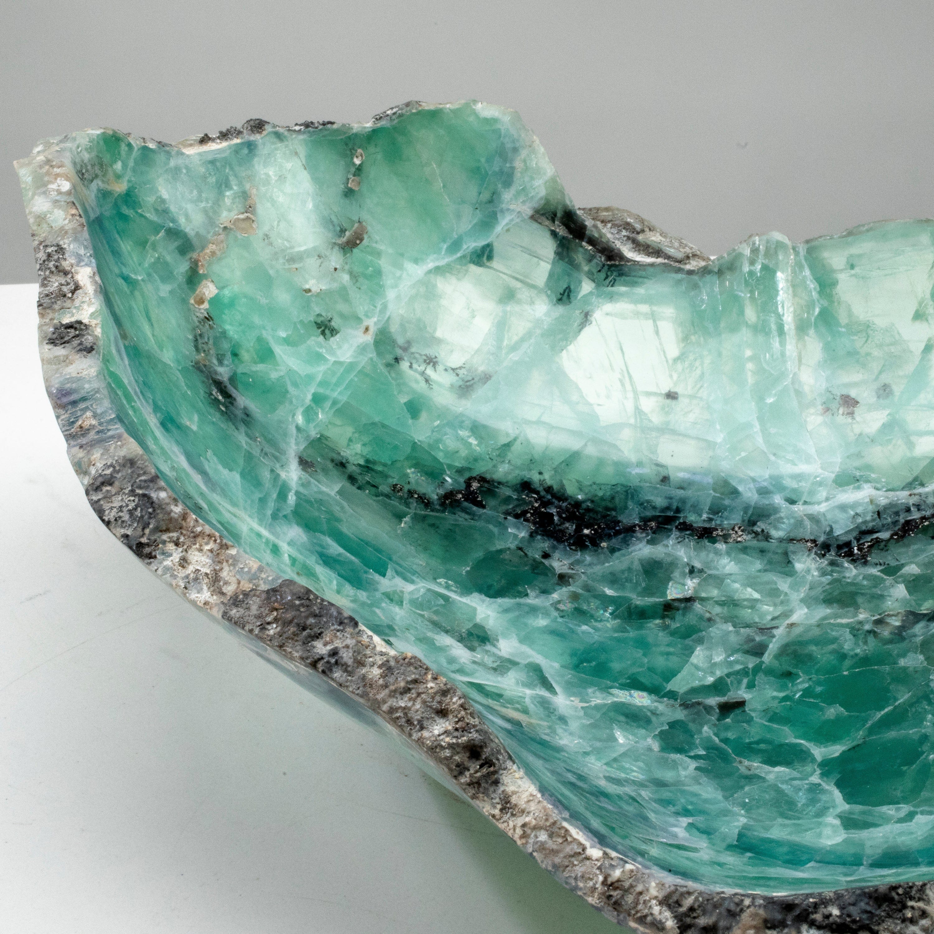 KALIFANO Gemstone Bowls Natural Blue / Green Fluorite Bowl 12" BFL7800.002