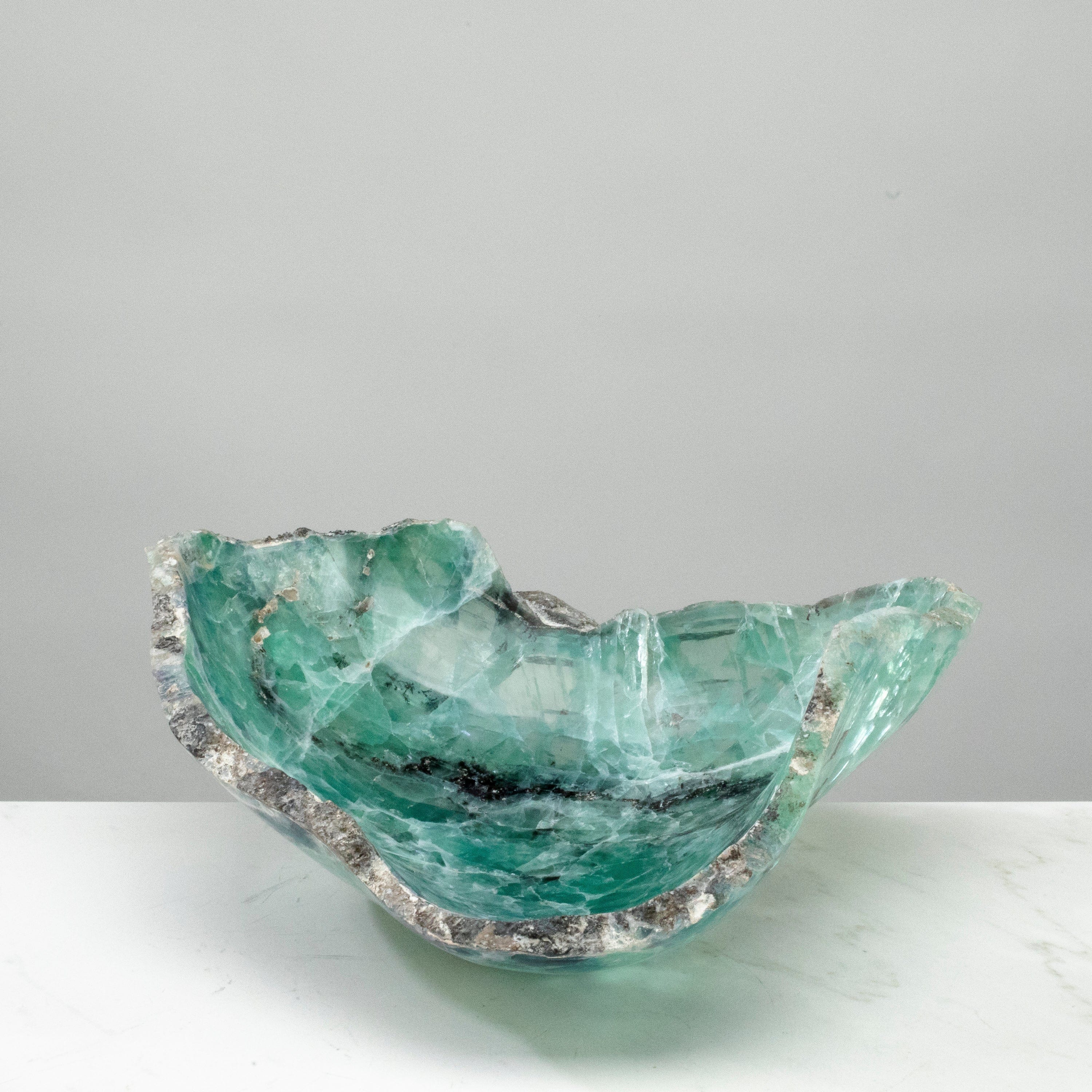 KALIFANO Gemstone Bowls Natural Blue / Green Fluorite Bowl 12" BFL7800.002