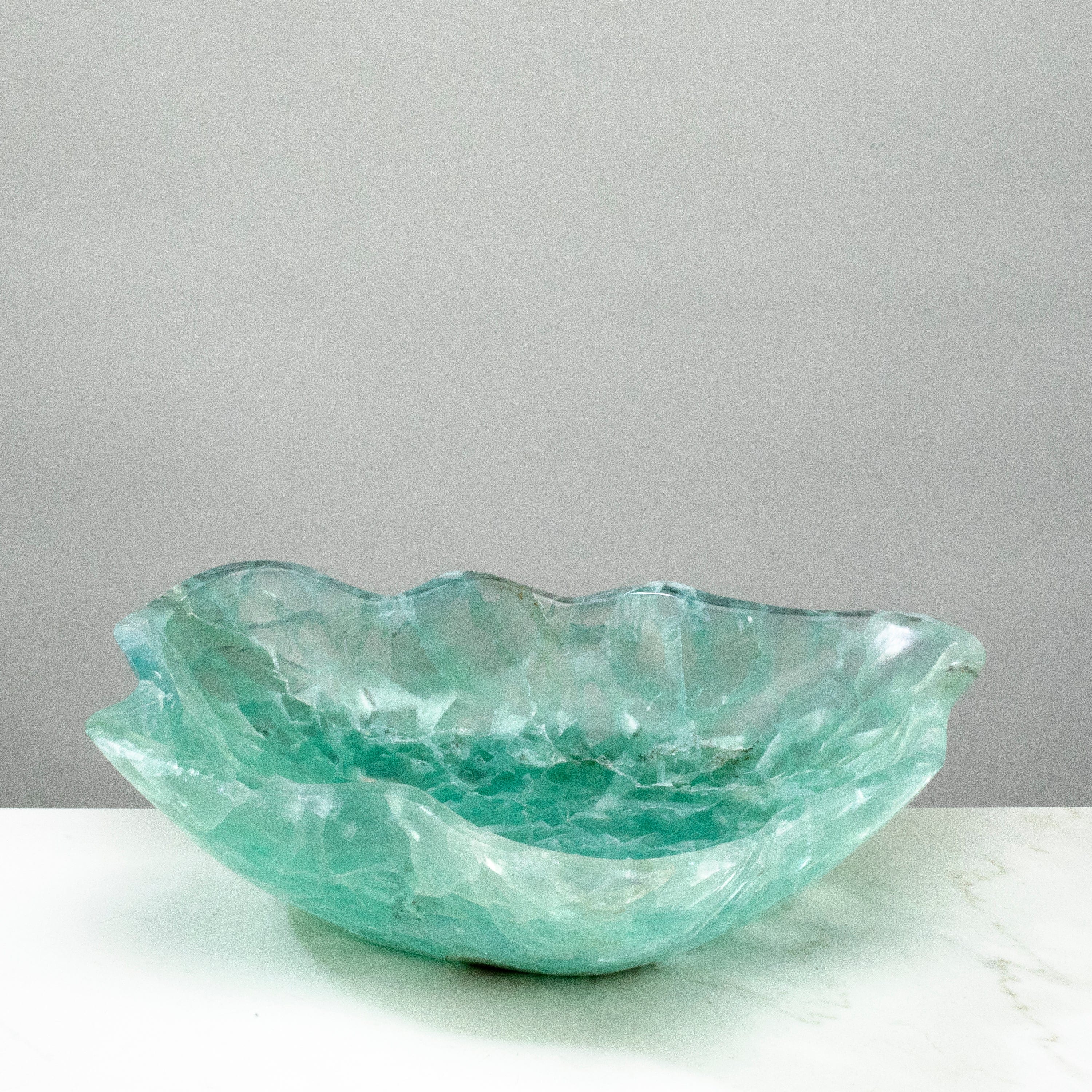 KALIFANO Gemstone Bowls Natural Blue / Green Fluorite Bowl 13.5" BFL7200.002