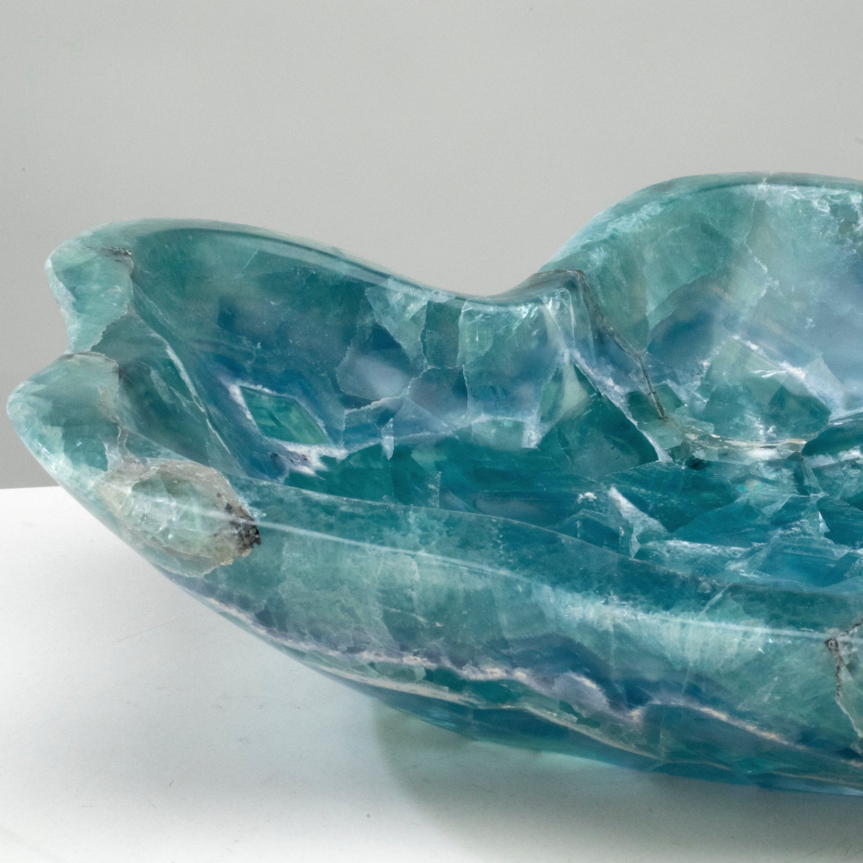 KALIFANO Gemstone Bowls Natural Blue / Green Fluorite Bowl 13" BFL7200.004