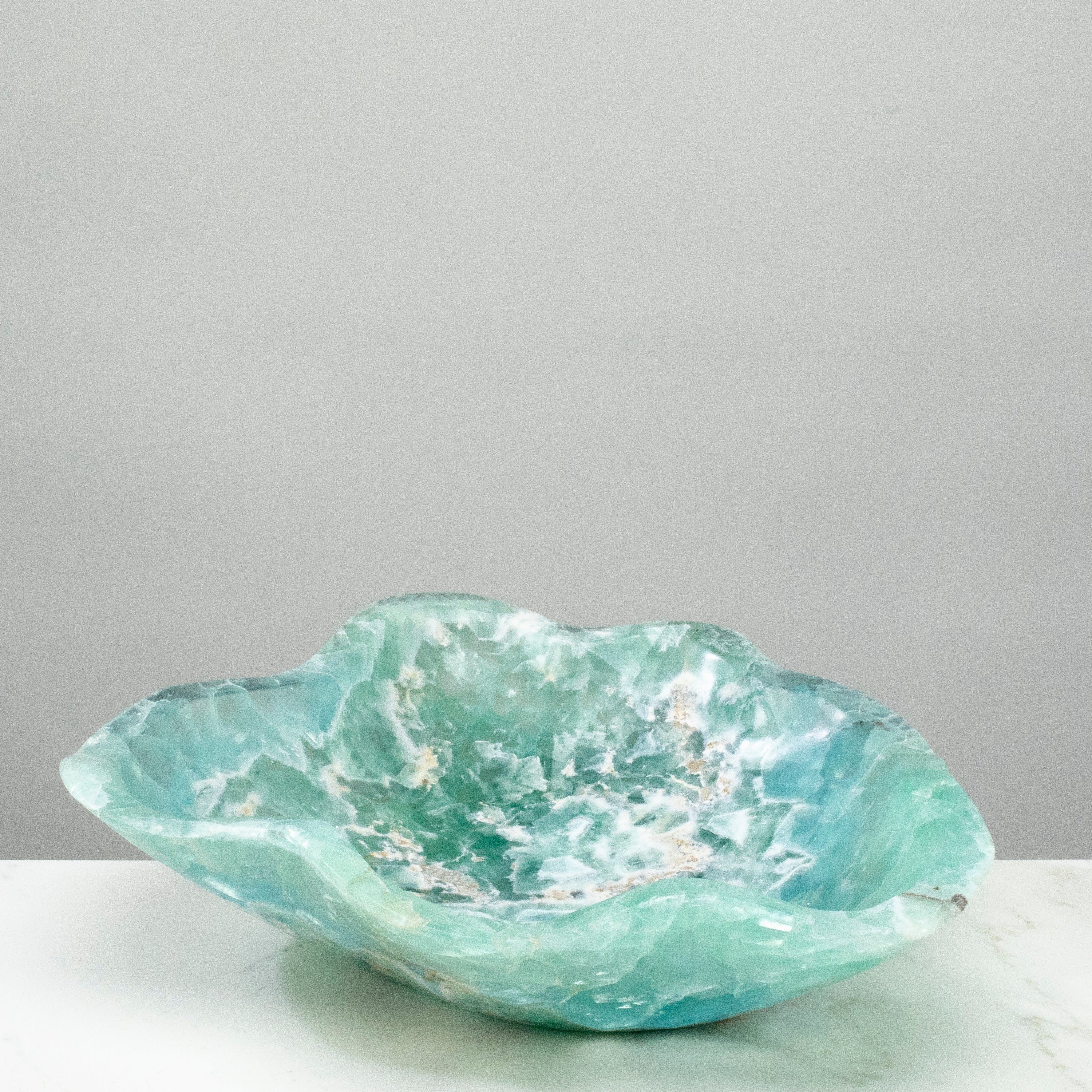 KALIFANO Gemstone Bowls Natural Blue / Green Fluorite Bowl 14.5" BFL7200.003