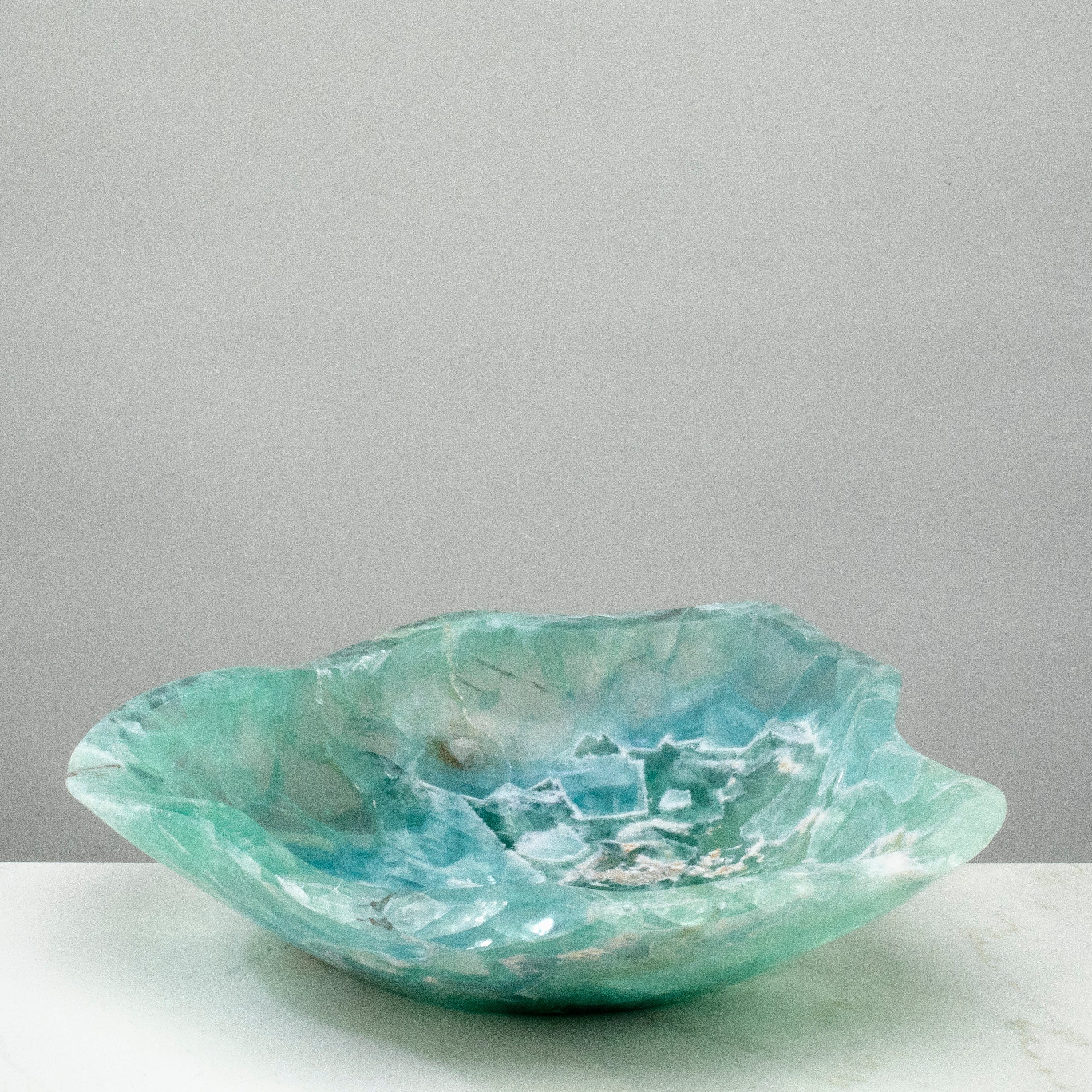 KALIFANO Gemstone Bowls Natural Blue / Green Fluorite Bowl 14.5" BFL7200.003