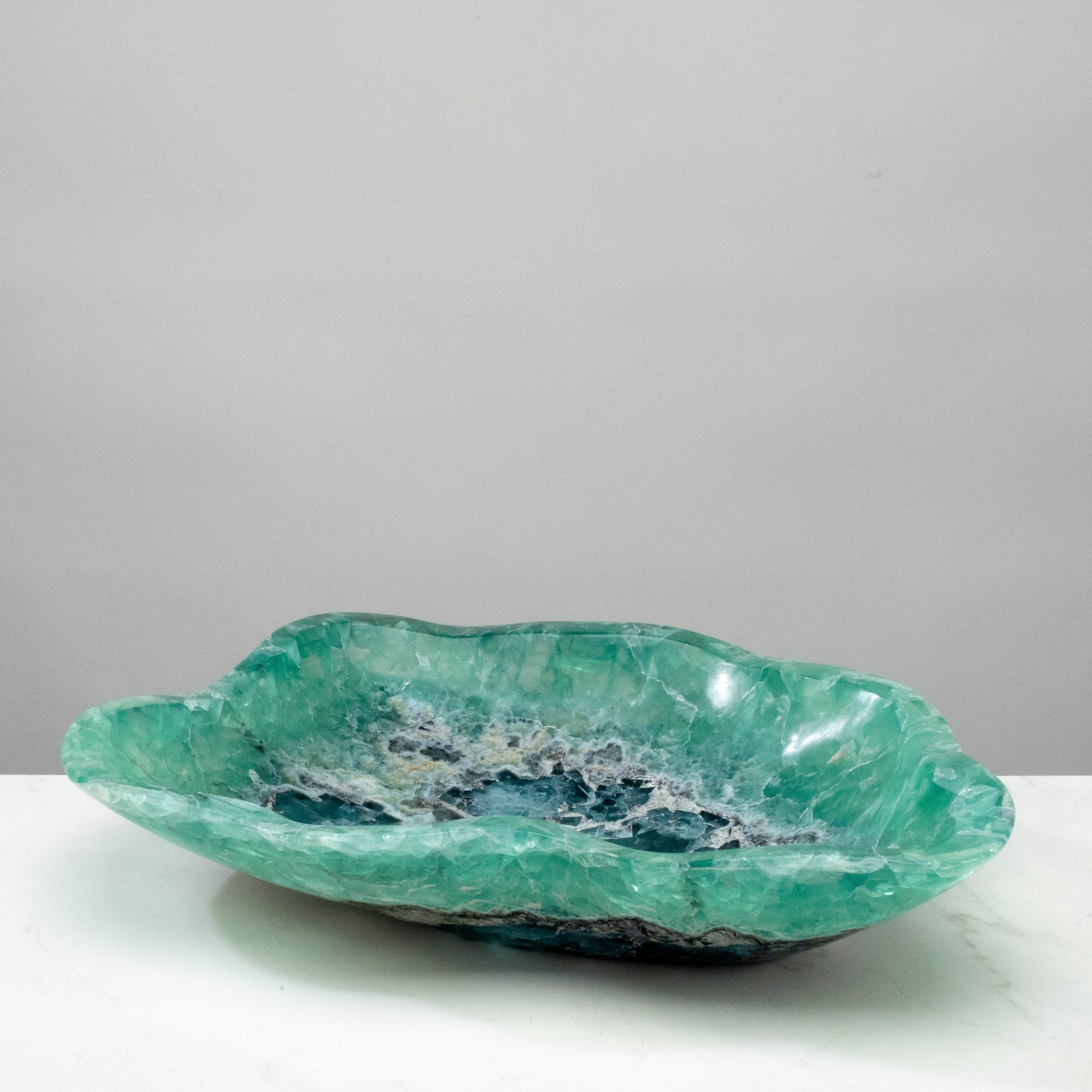 KALIFANO Gemstone Bowls Natural Blue / Green Fluorite Bowl 15.5" BFL7800.001