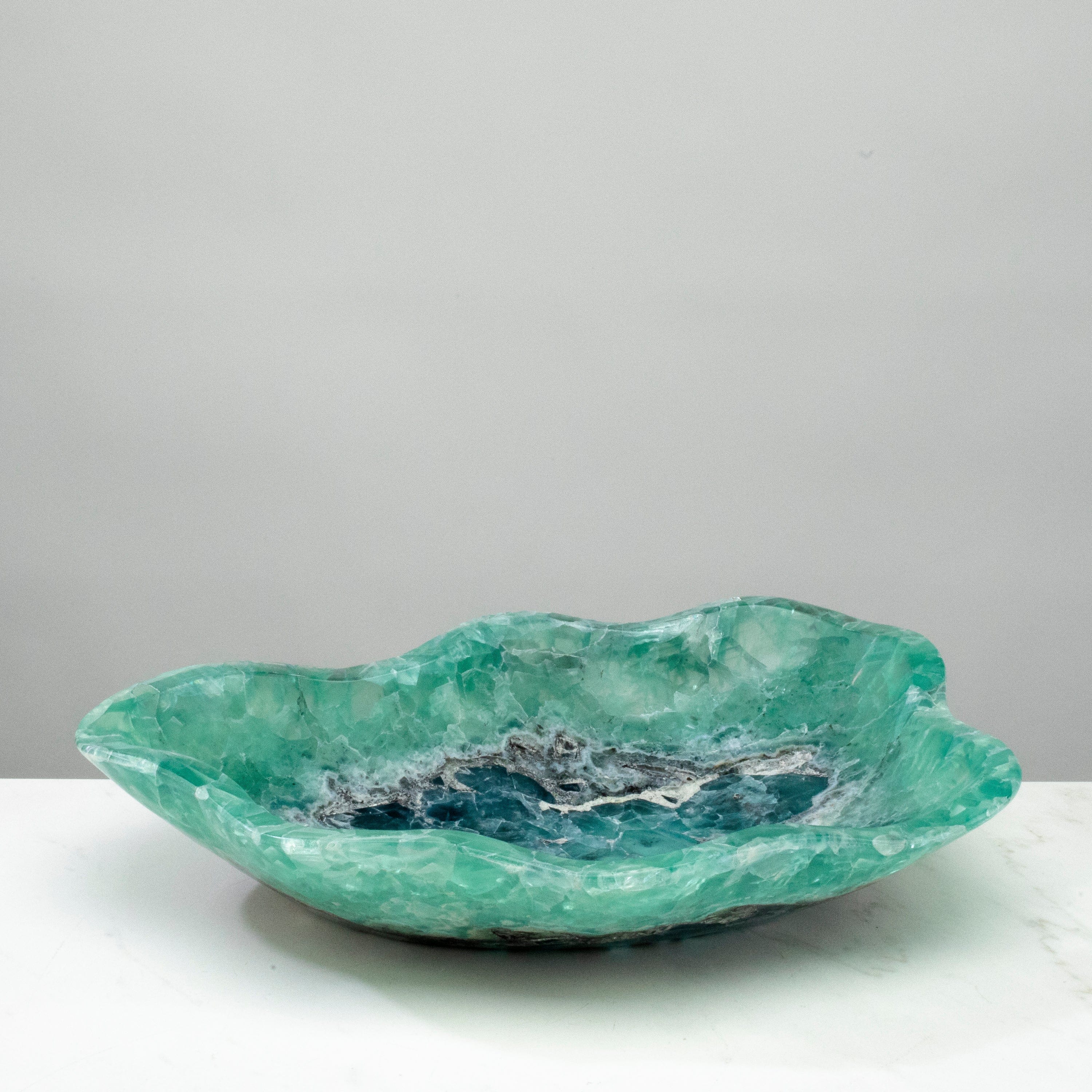 KALIFANO Gemstone Bowls Natural Blue / Green Fluorite Bowl 15.5" BFL7800.001