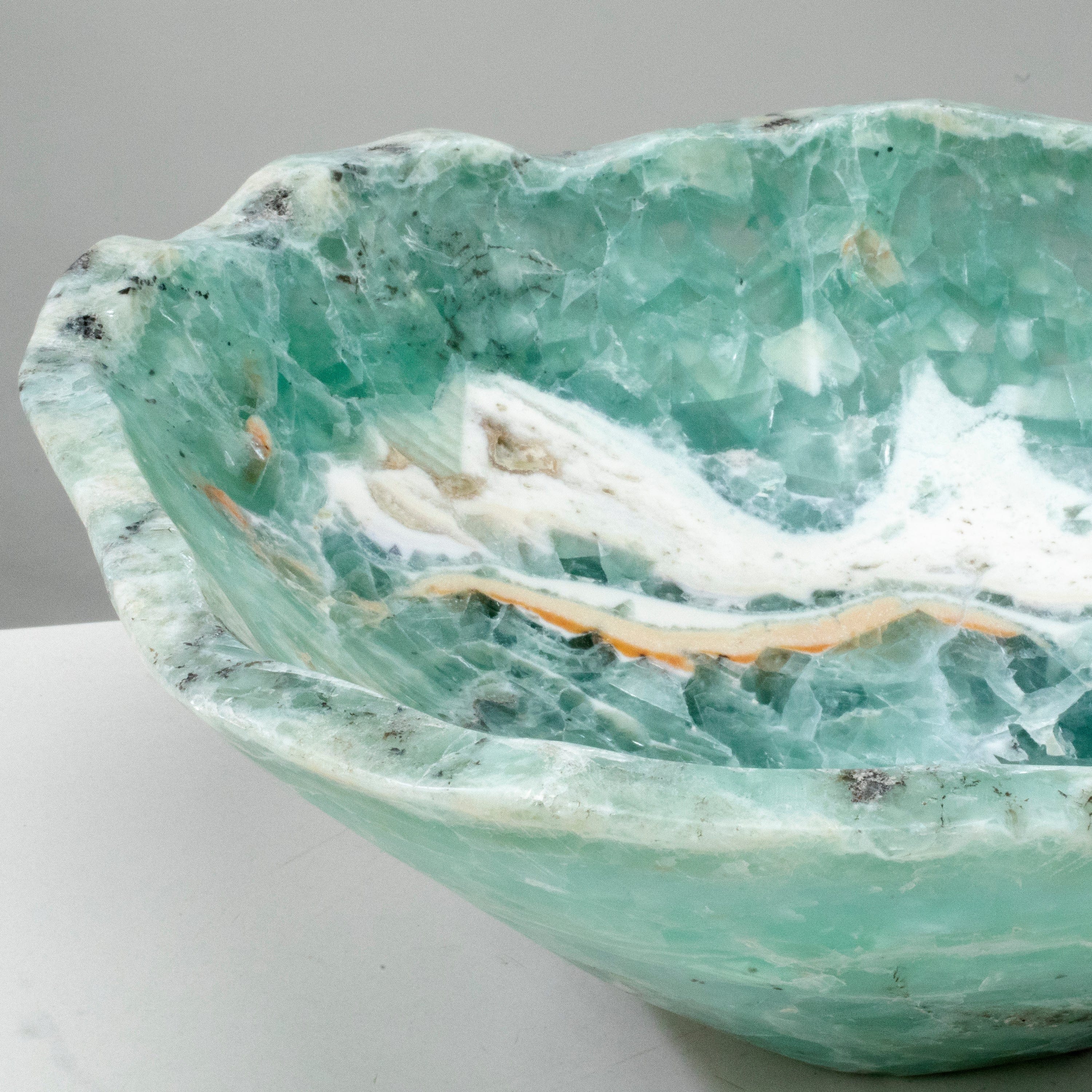 KALIFANO Gemstone Bowls Natural Blue / Green Fluorite Bowl 15" BFL7200.001