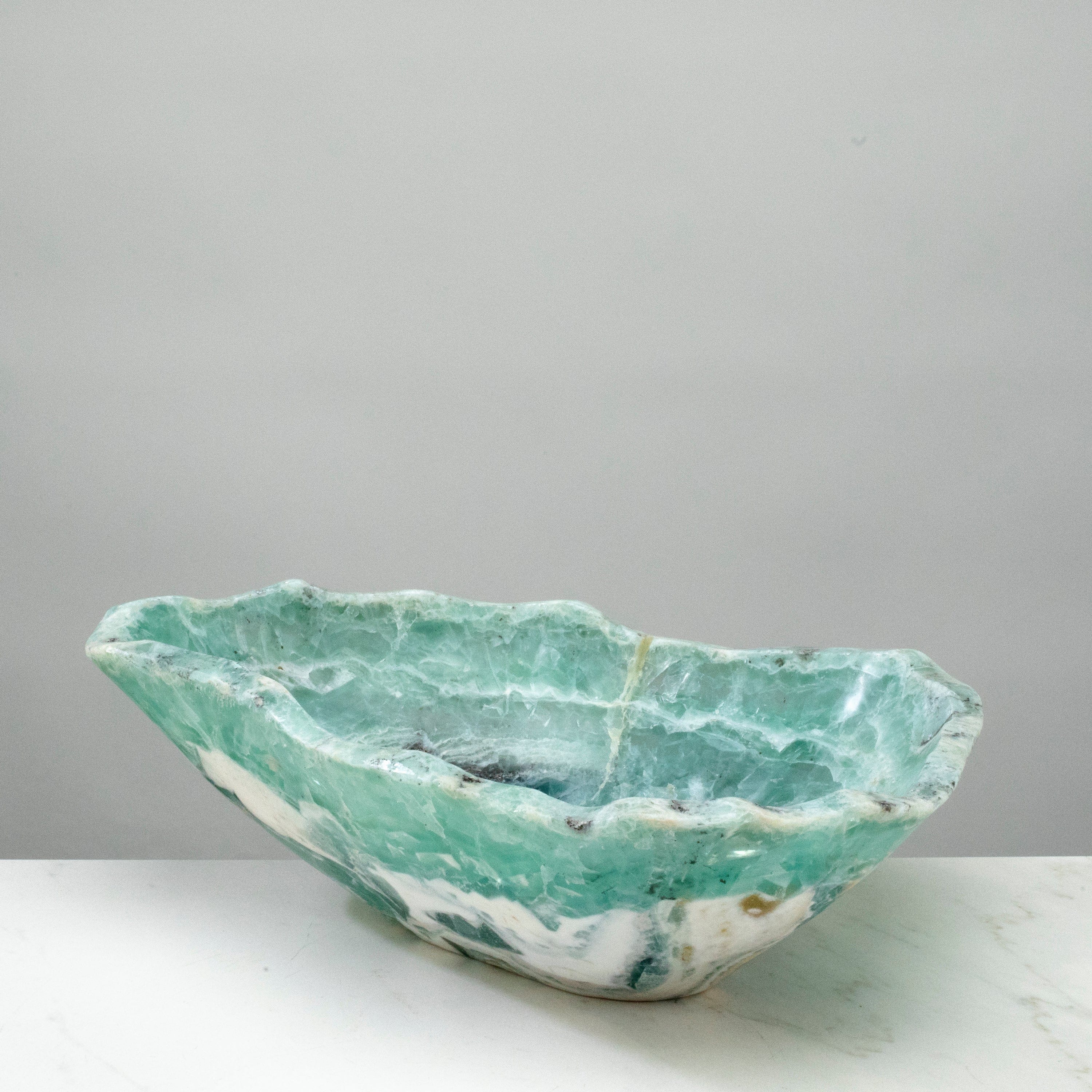 KALIFANO Gemstone Bowls Natural Blue / Green Fluorite Bowl 15" BFL7200.001