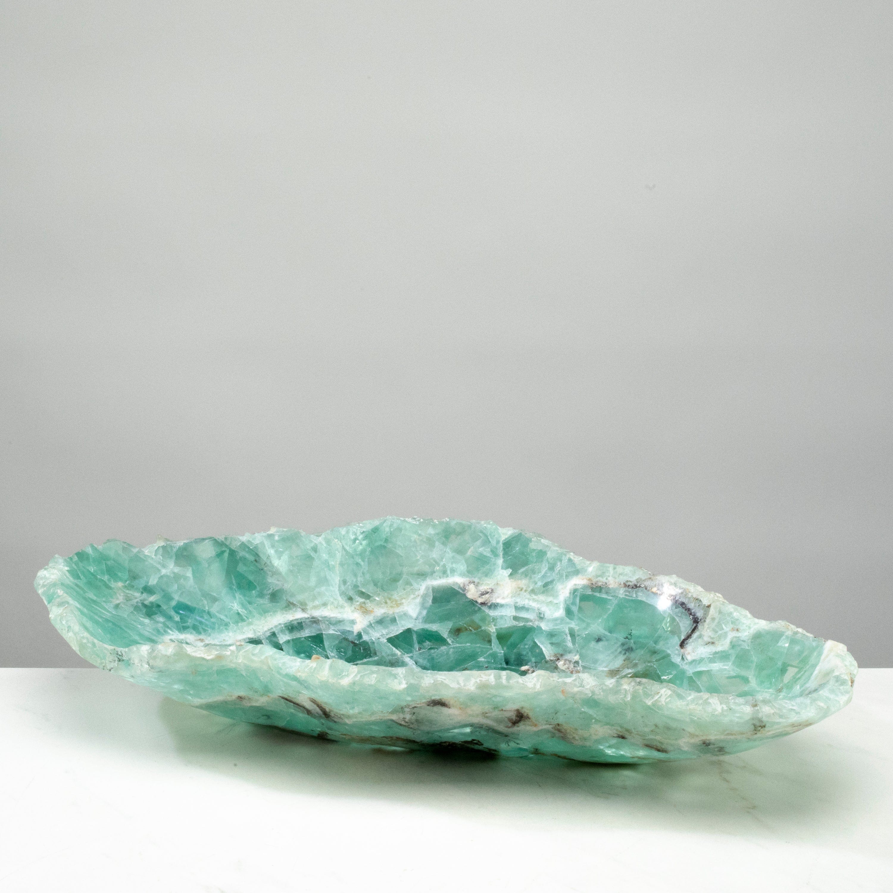 KALIFANO Gemstone Bowls Natural Blue / Green Fluorite Bowl 20" BFL7600.002