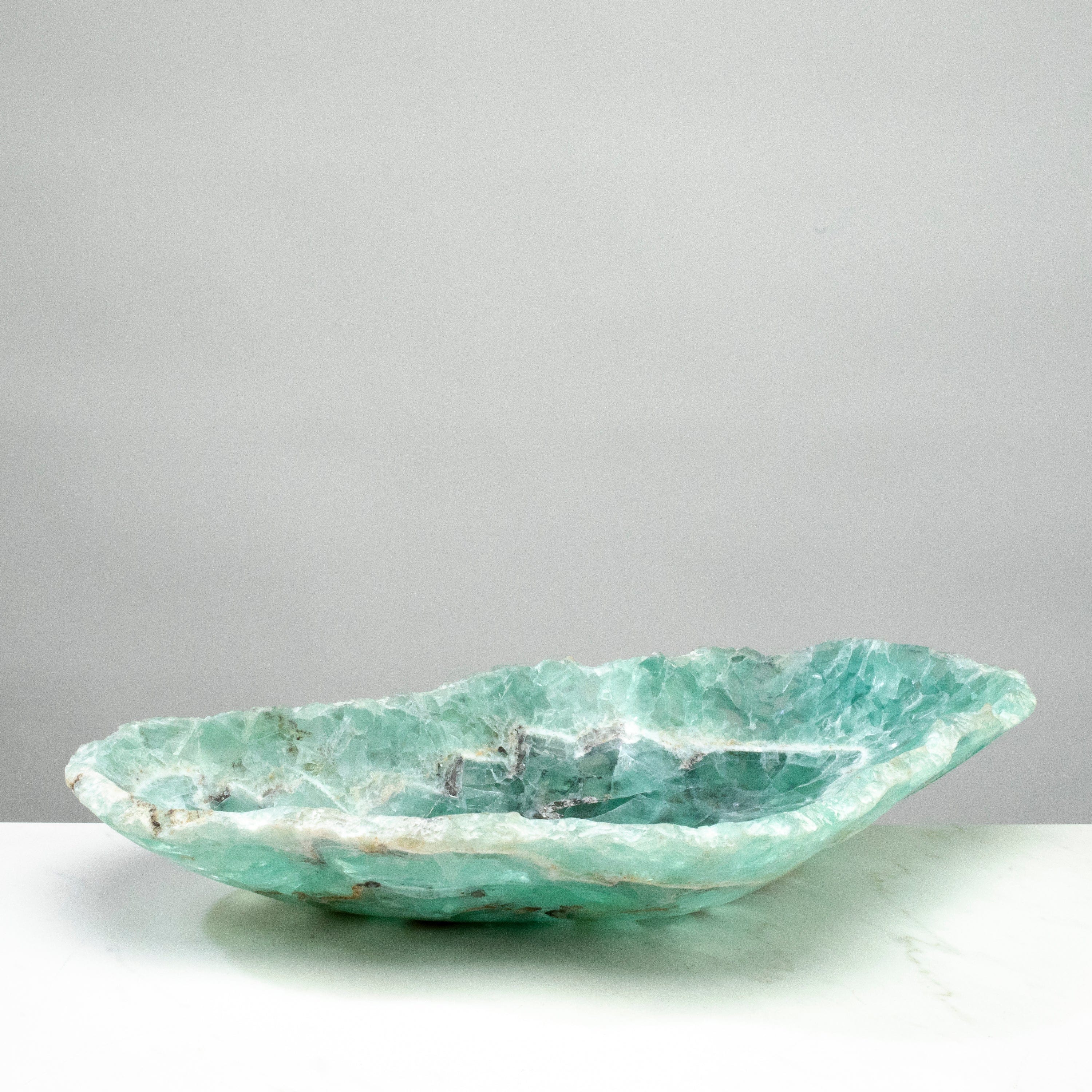 KALIFANO Gemstone Bowls Natural Blue / Green Fluorite Bowl 20" BFL7600.002
