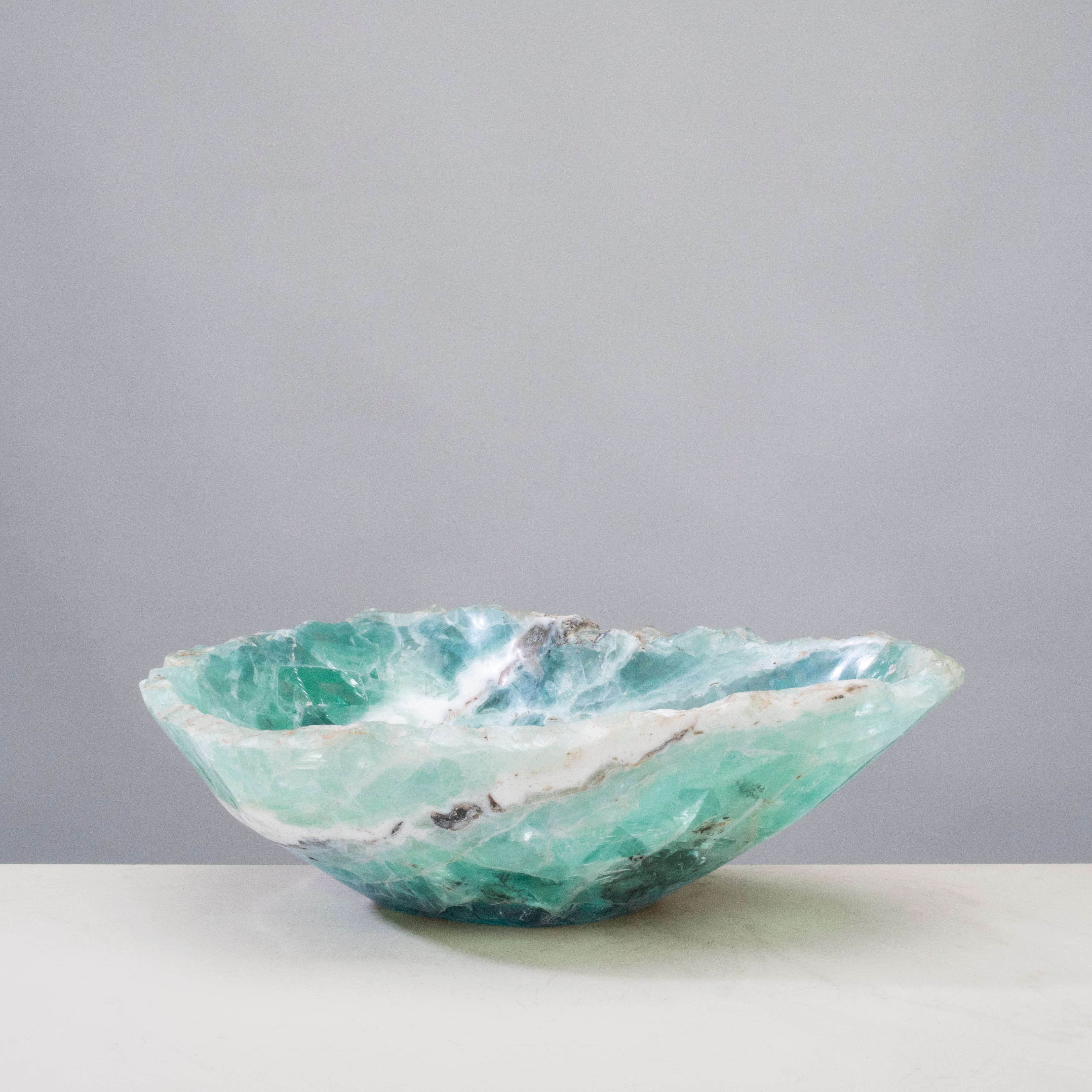 KALIFANO Gemstone Bowls Natural Green Fluorite Bowl 12" BFL7000.005