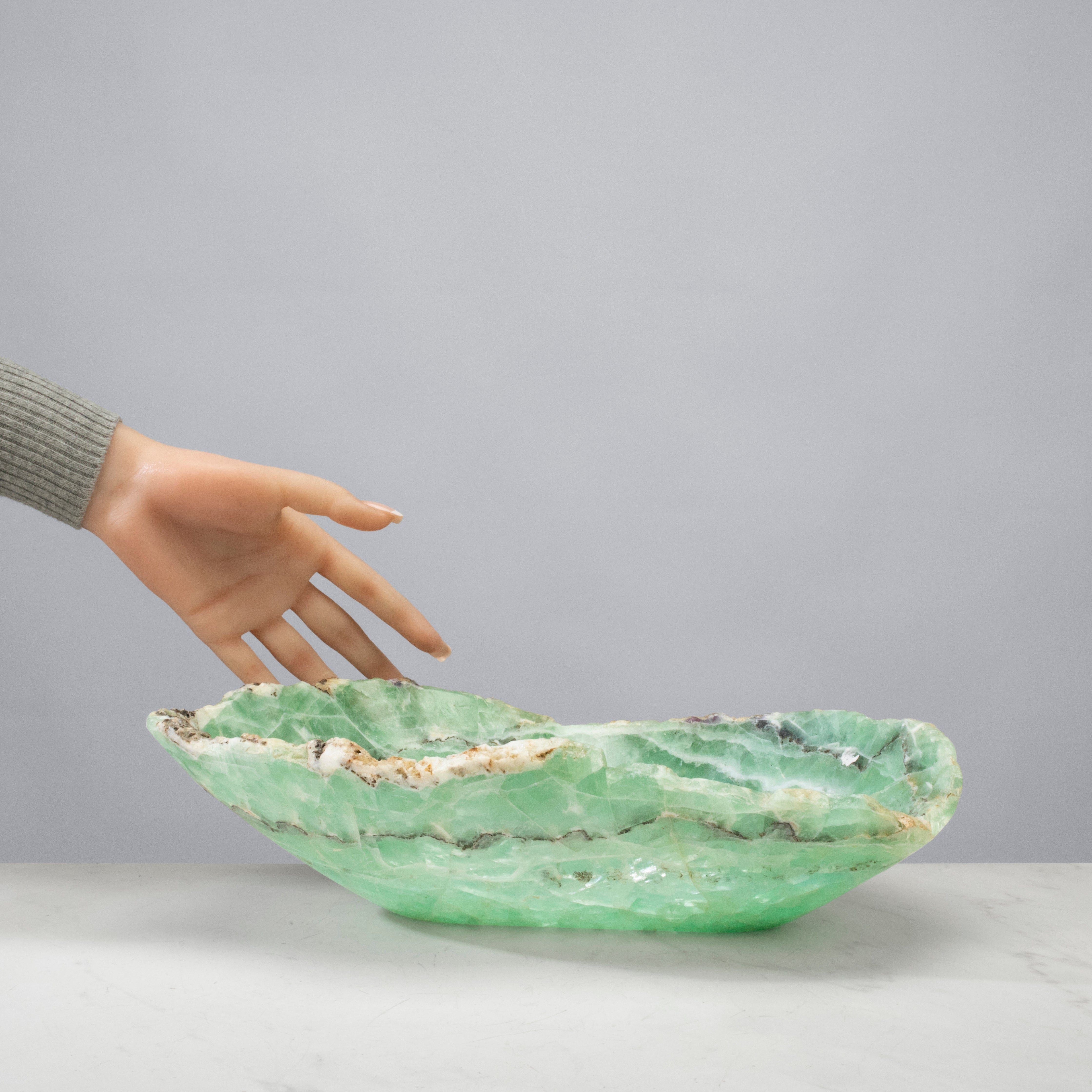 KALIFANO Gemstone Bowls Natural Green Fluorite Bowl 14" BFL8400.001