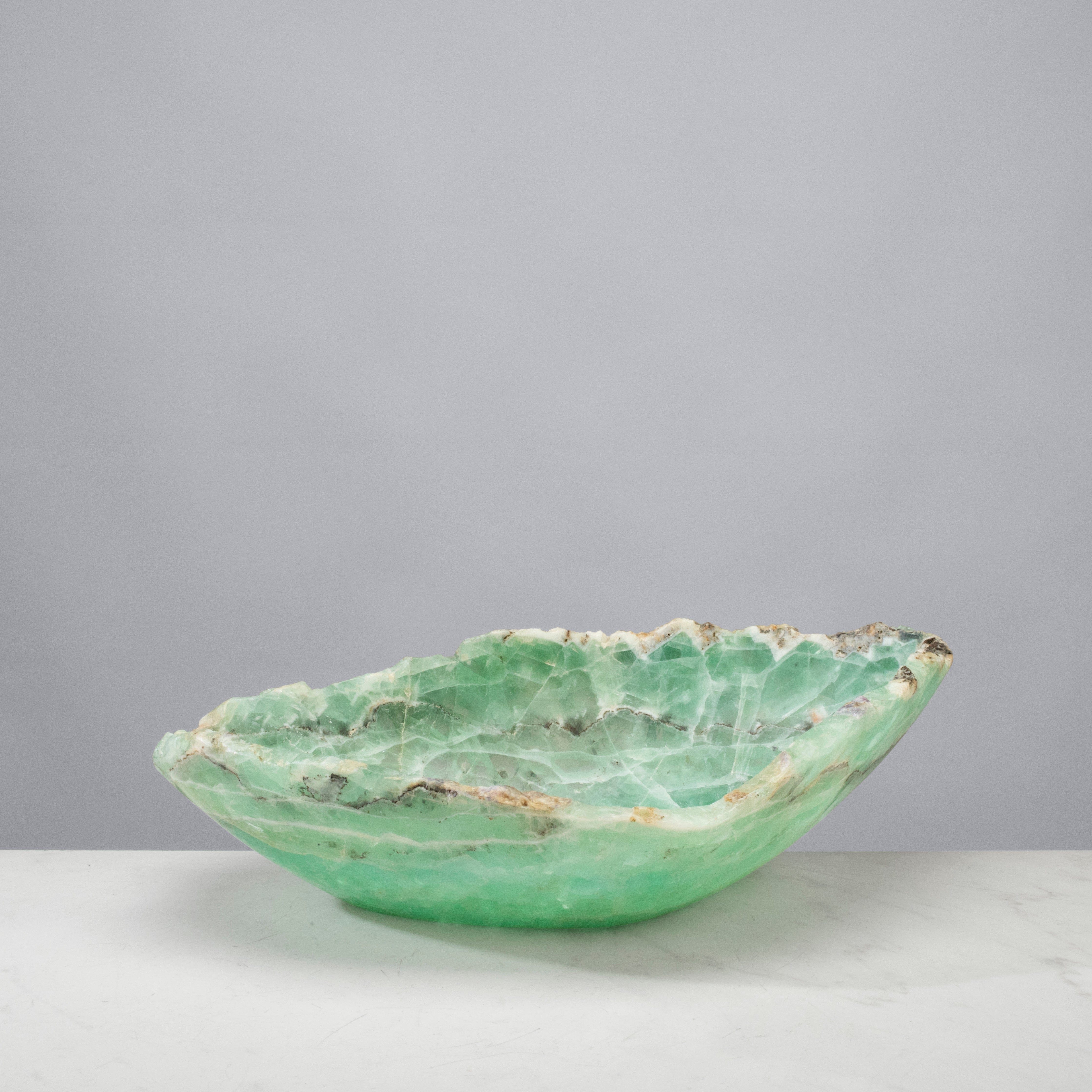 KALIFANO Gemstone Bowls Natural Green Fluorite Bowl 14" BFL8400.001