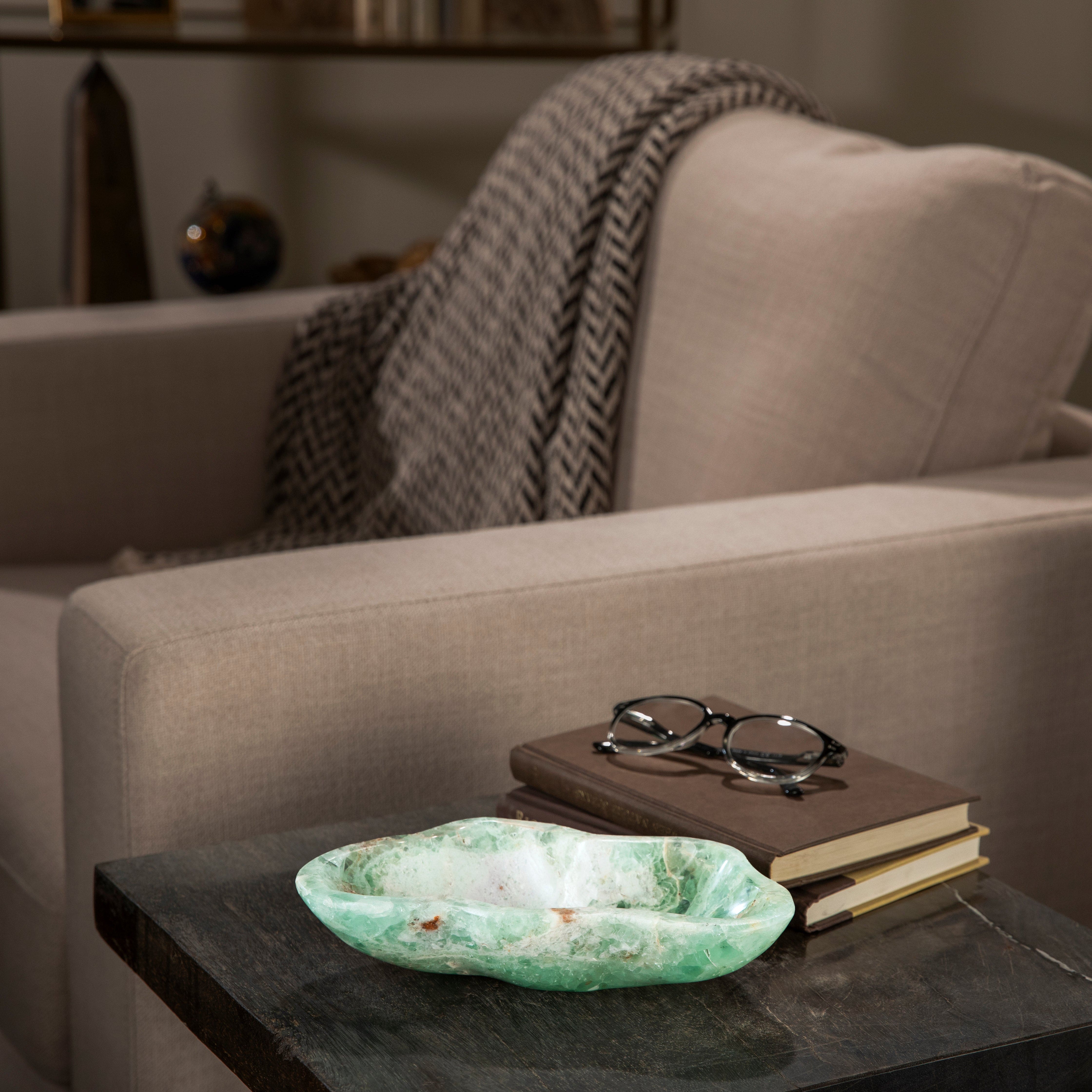 KALIFANO Gemstone Bowls Natural Green Fluorite Bowl 9" BFL4800.003