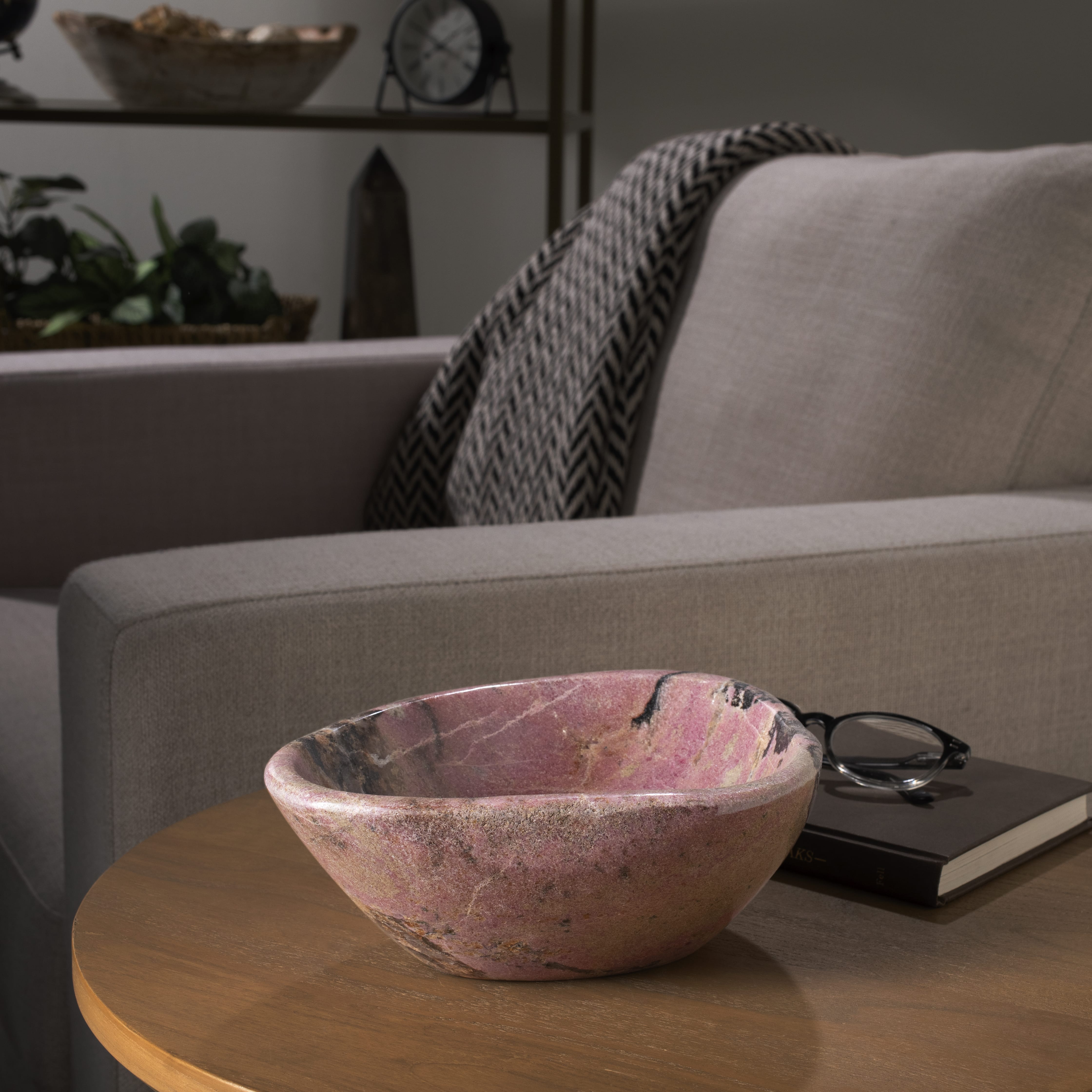 Kalifano Gemstone Bowls Rhodonite Bowl from Madagascar - 8.5" BOWL3200-RE.001