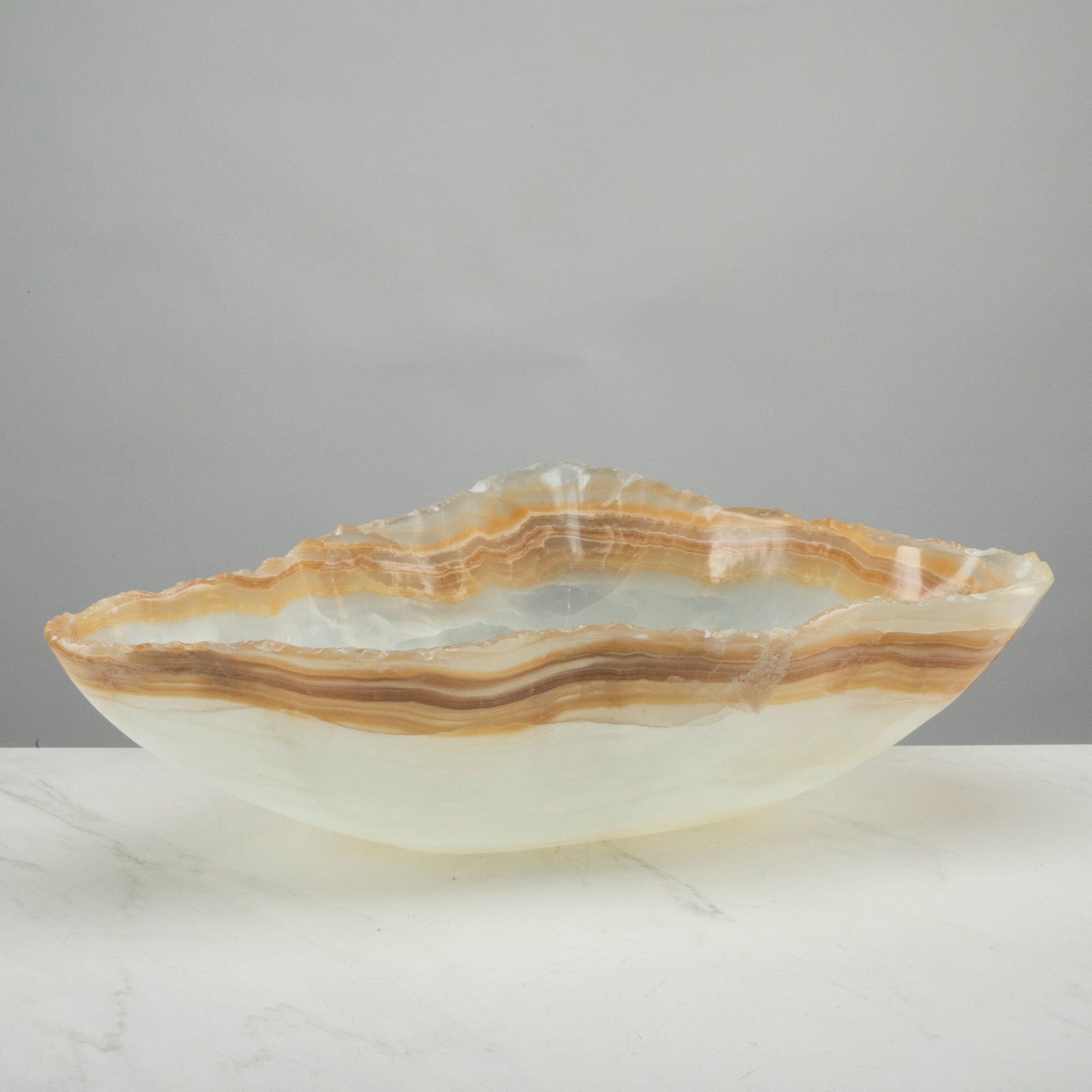 KALIFANO Gemstone Bowls White and Honey Onyx Bowl 20" BOX11000.006