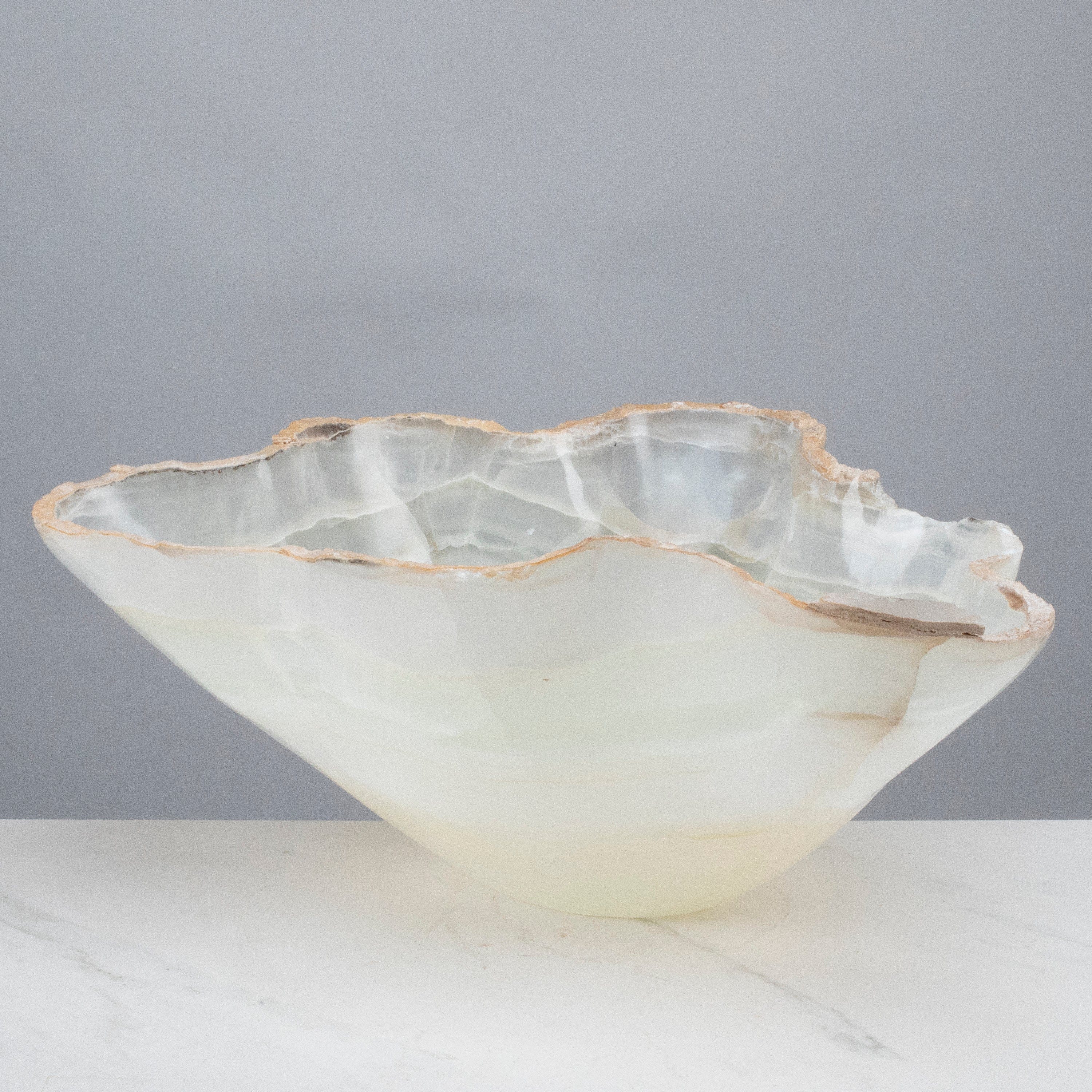 KALIFANO Gemstone Bowls White Onyx Bowl 18" BOX9600.002