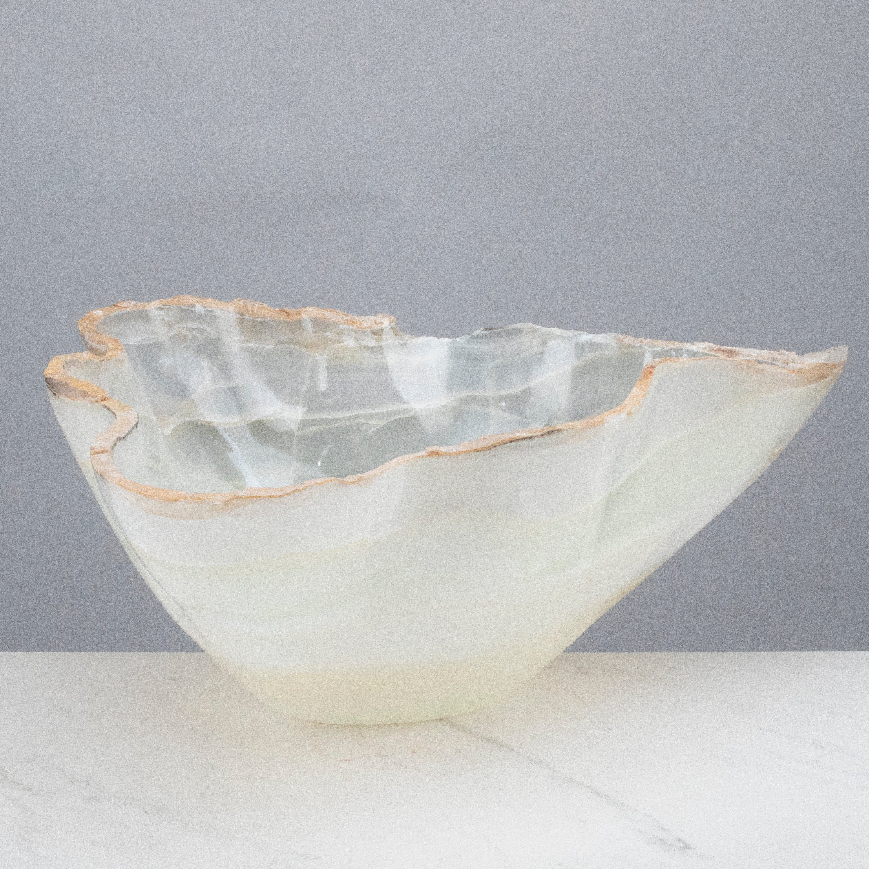 KALIFANO Gemstone Bowls White Onyx Bowl 18" BOX9600.002