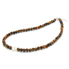6mm Tiger Eye Necklace with Mother of Pearl Clover Pendant