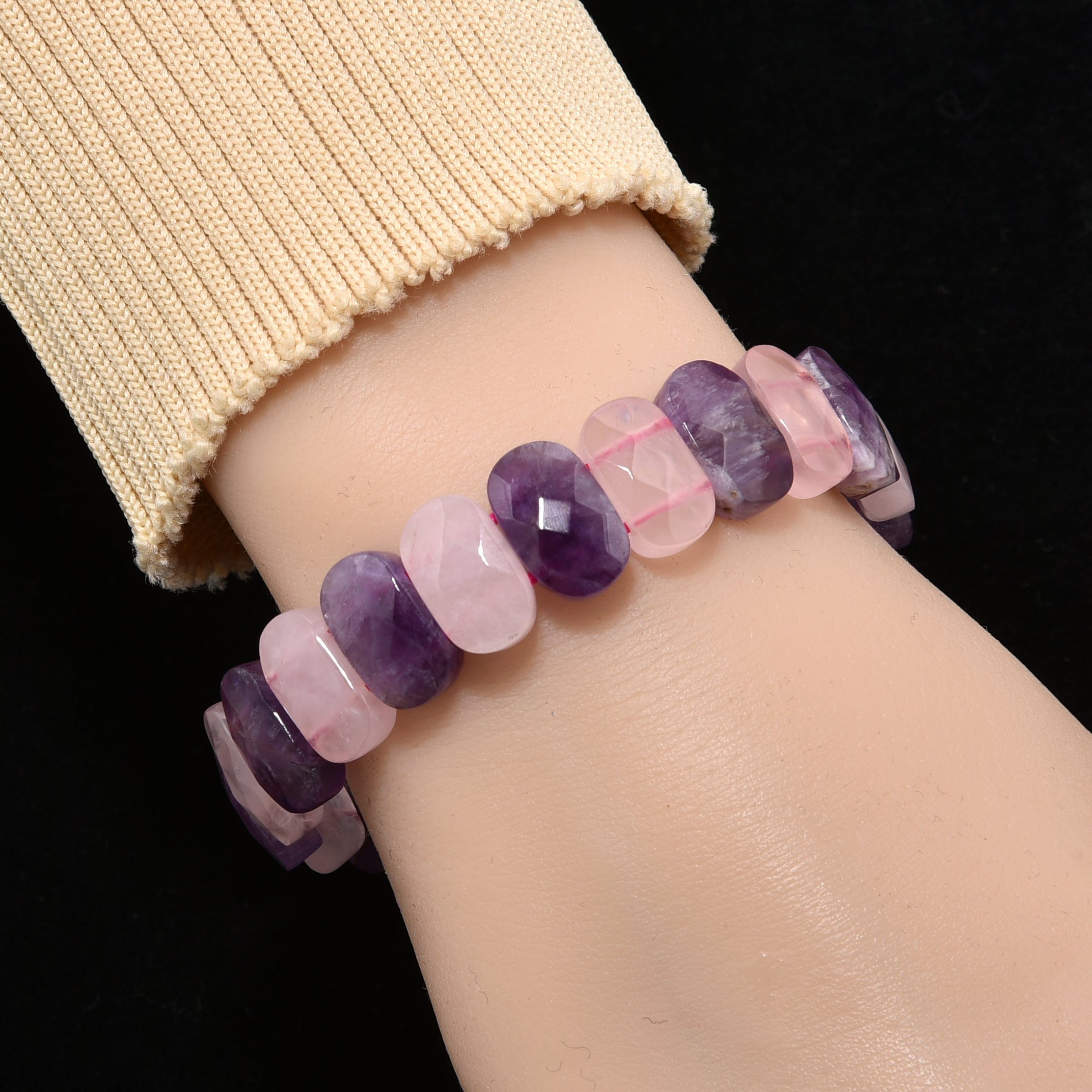 Lavender Rose Quartz hot Bangle - Crystal Stretch Bracelet