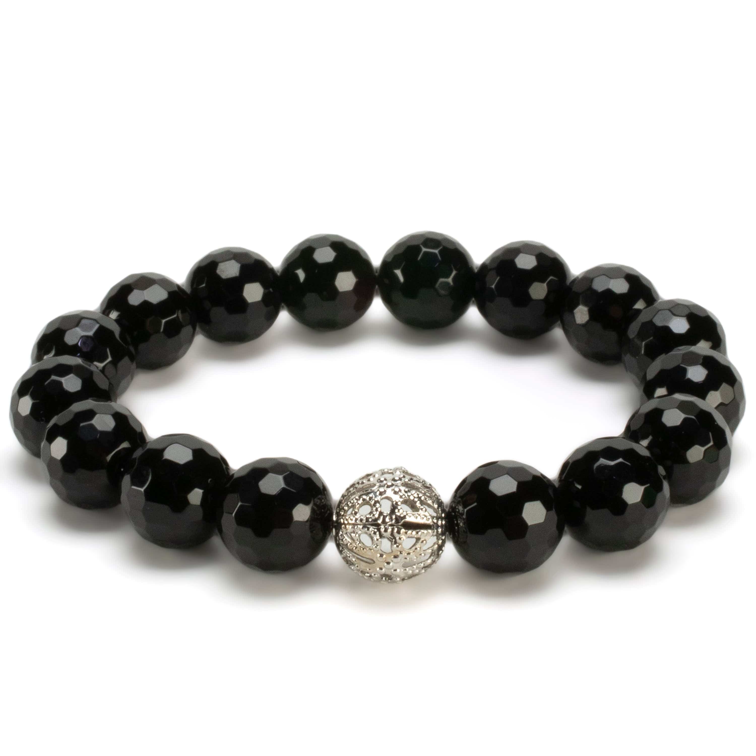 Black Banded Agate, Stone Bead Mala Stretch Bracelet – Well Done Goods, by  Cyberoptix