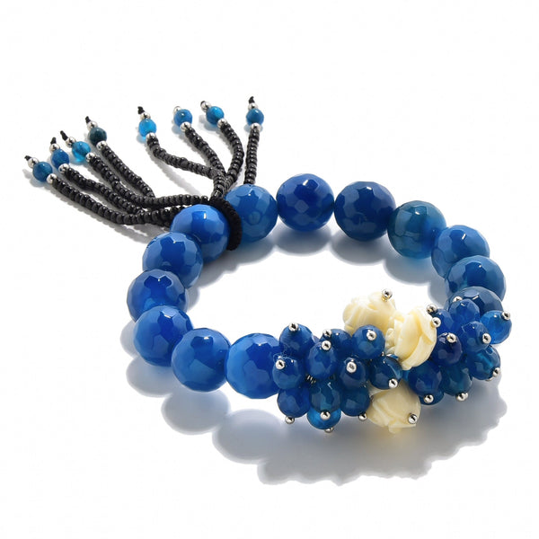 Morchic Lapis Lazuli Stone Gem Semi Precious Womens Mens Stretch Bracelet,  Real Natural Blue Gemstone 8mm Beads Classic Simple Design Birthday Gift  7.5 Inch