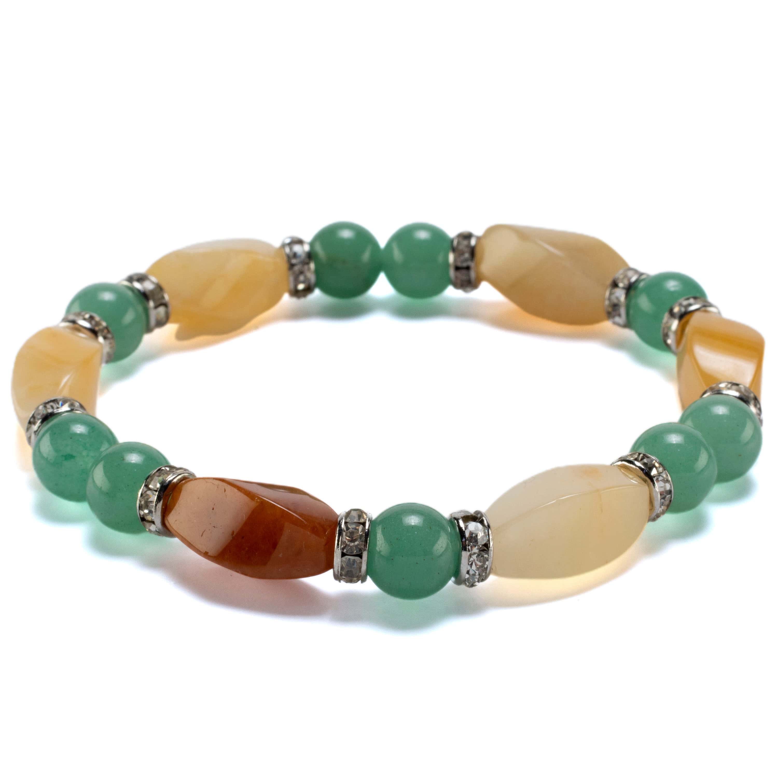Kalifano Gemstone Bracelets Free gift! Aventurine and Butter Jade Bracelet BLUE-BGP-023