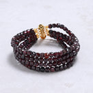 Garnet 4mm Cube Gemstone Bracelet with Sterling Silver Clasp