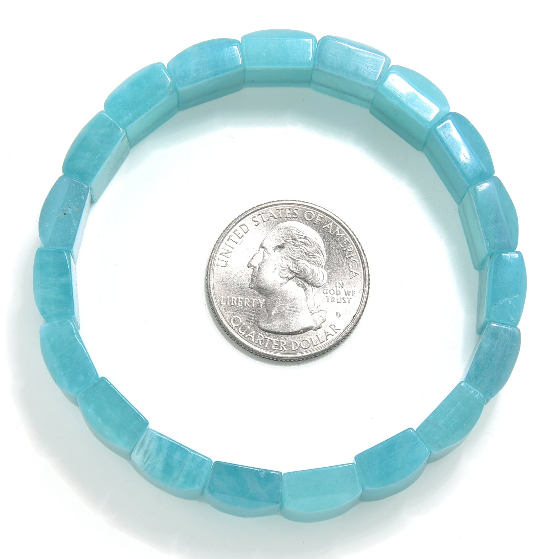 Kalifano Gemstone Bracelets Gem Grade Amazonite 13mm Gemstone Elastic Bracelet OLIVE-BGP-015-S