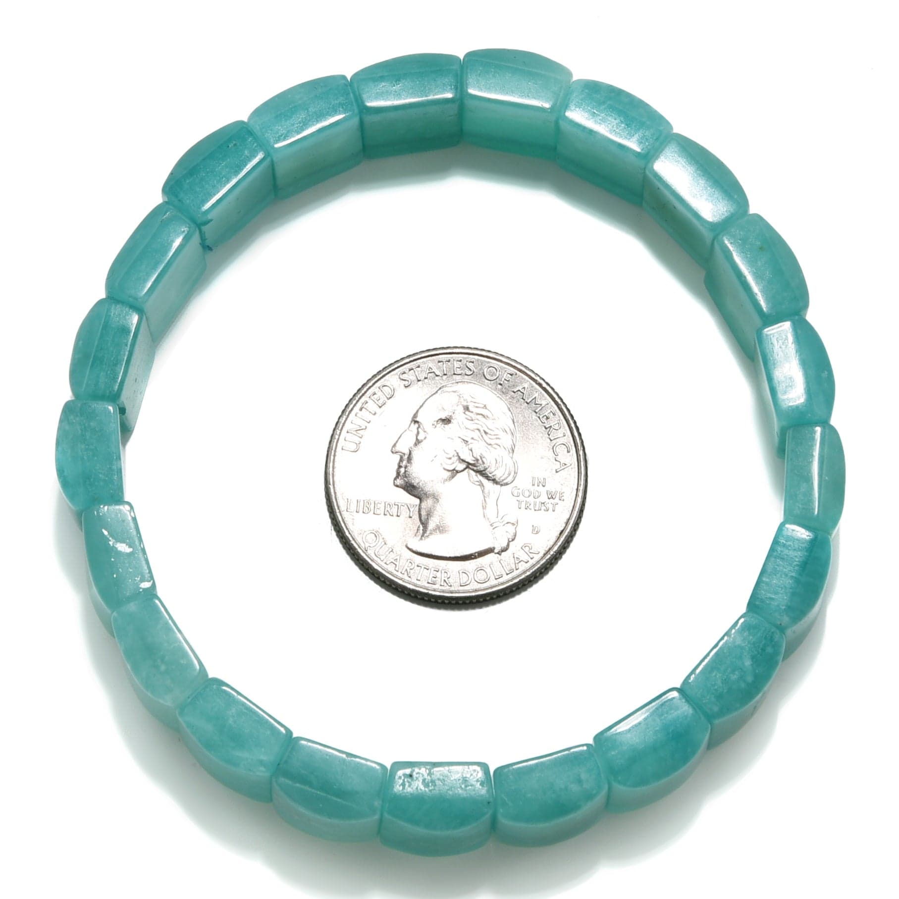 Kalifano Gemstone Bracelets Gem Grade Amazonite 16mm Gemstone Elastic Bracelet OLIVE-BGP-015-L