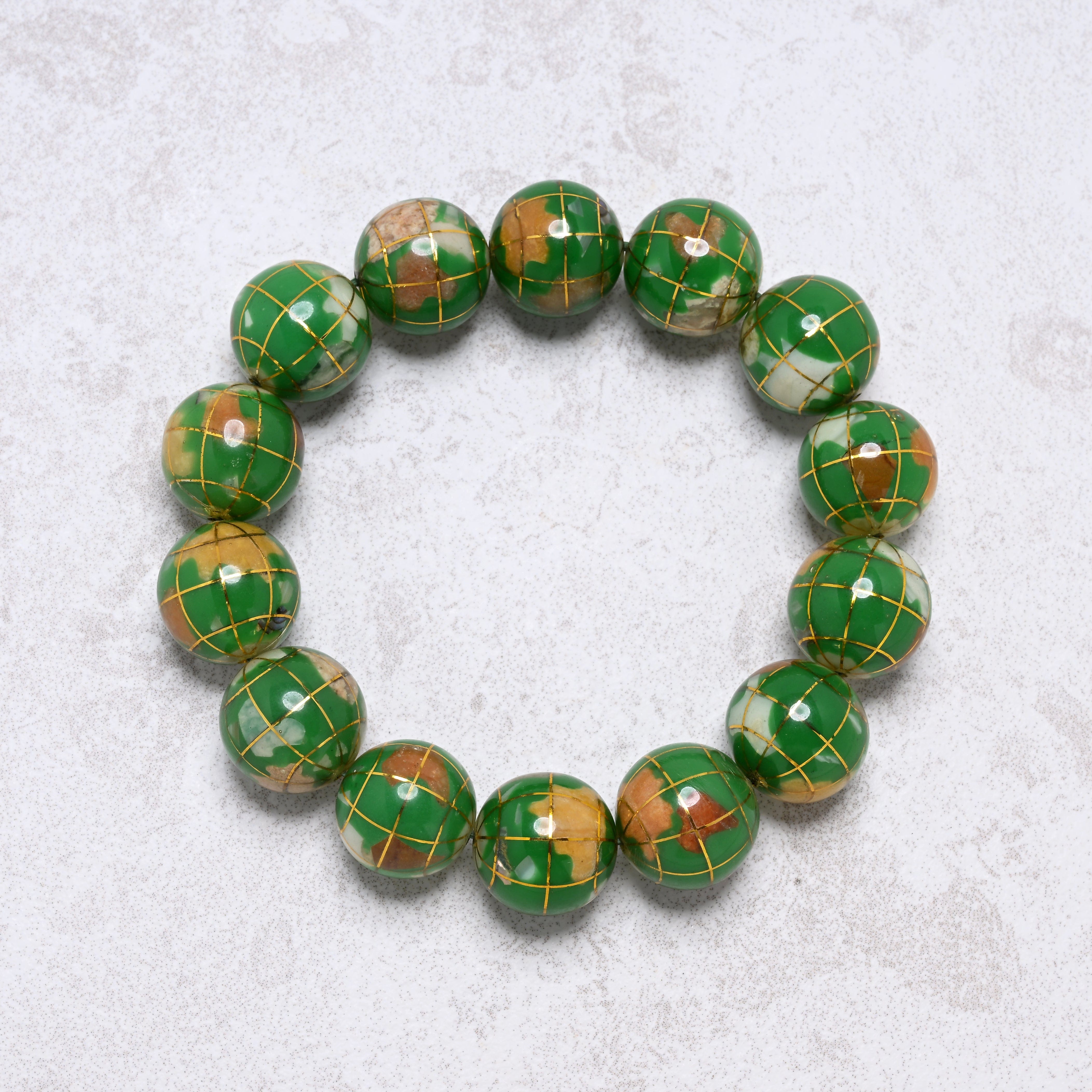 Kalifano Gemstone Bracelets Green Jasper Gemstone Globe Bracelet