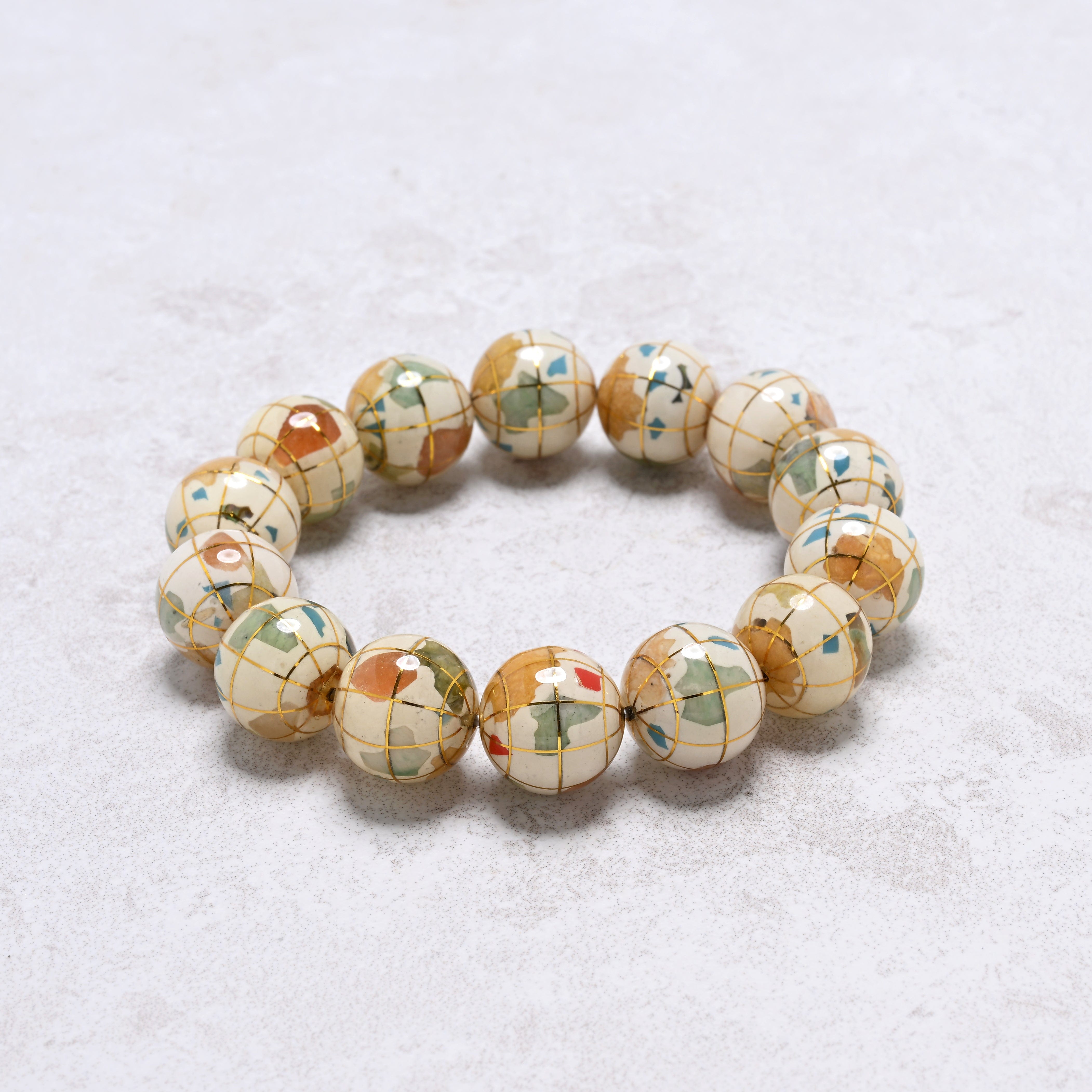 Kalifano Gemstone Bracelets Howlite Gemstone Globe Bracelet