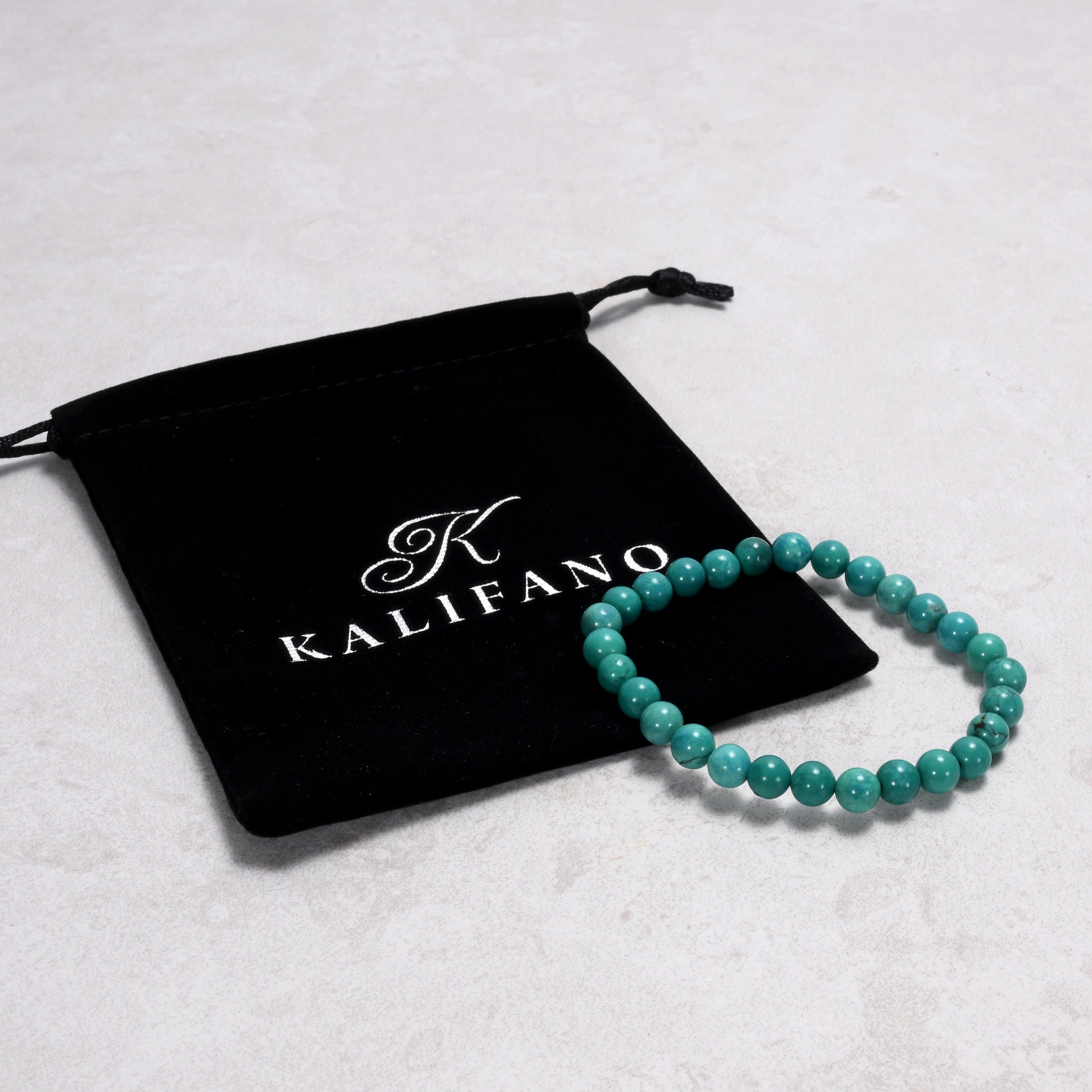 Kalifano Gemstone Bracelets Howlite Green Turquoise 6 mm Beaded Gemstone Bracelet