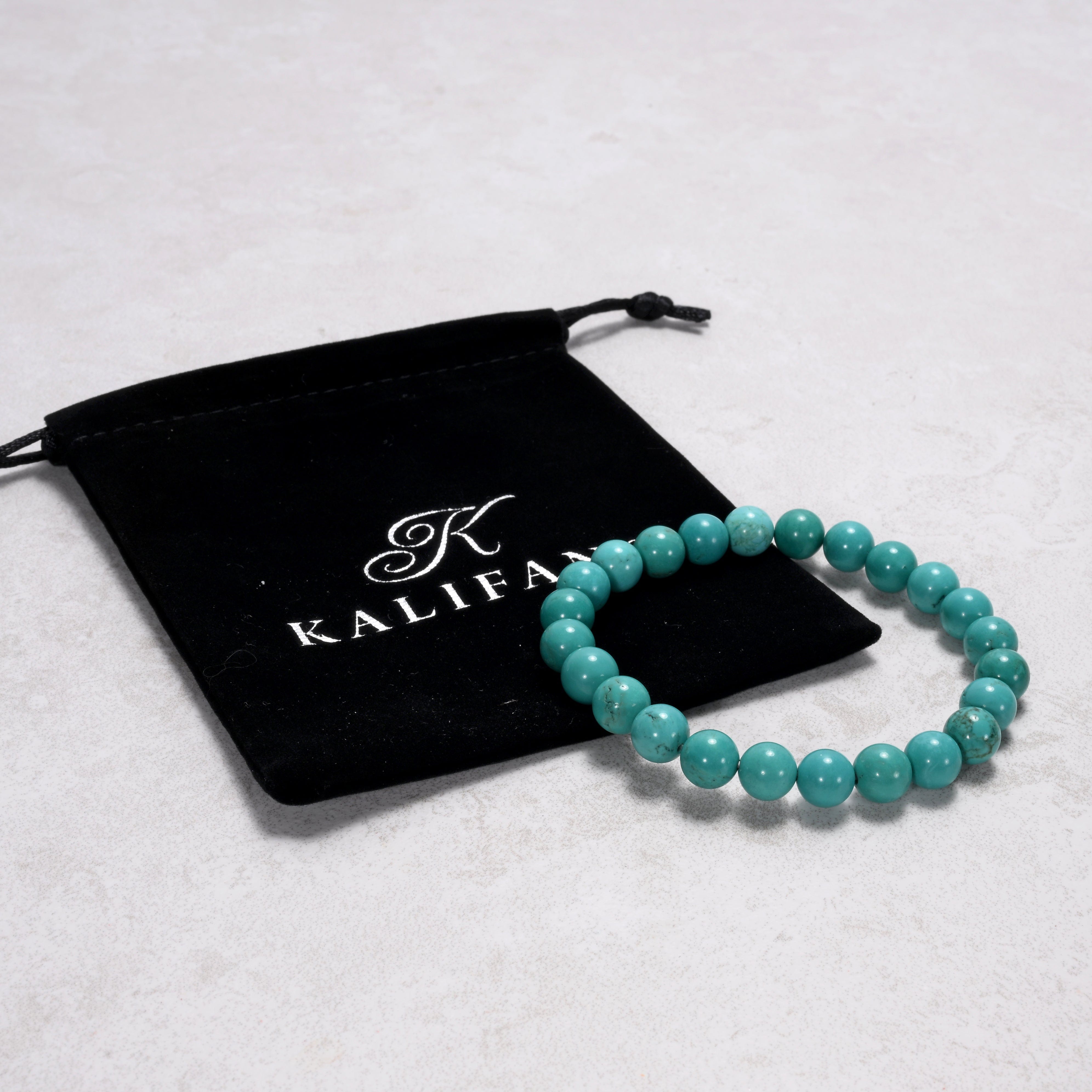 Kalifano Gemstone Bracelets Howlite Turquoise 8 mm Beaded Gemstone Bracelet