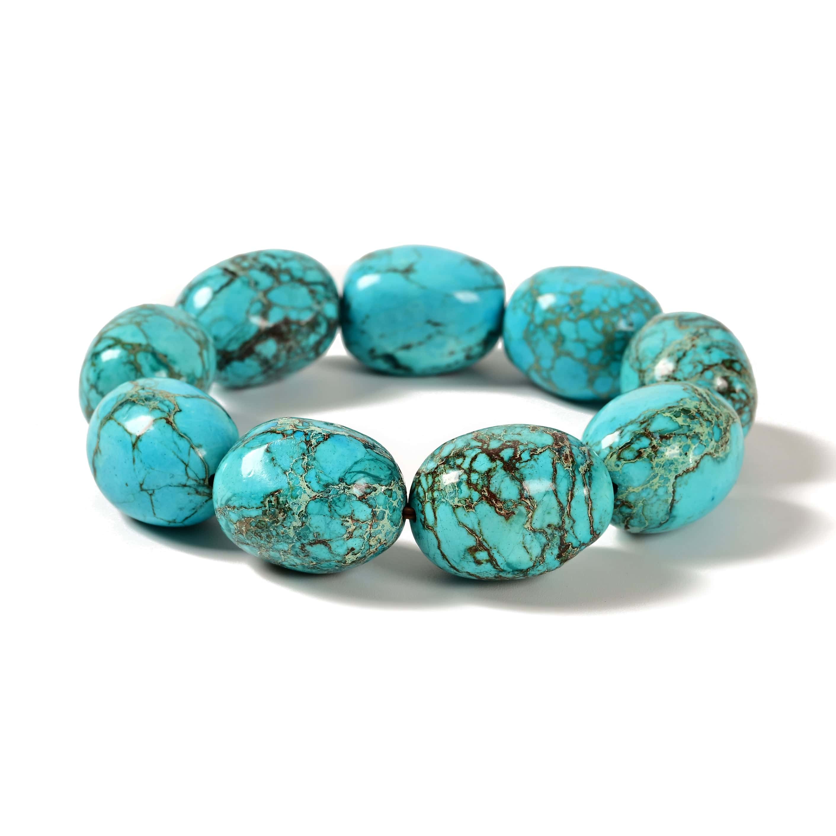 KALIFANO Gemstone Bracelets King Howlite Turquoise Bracelet - 25 MM