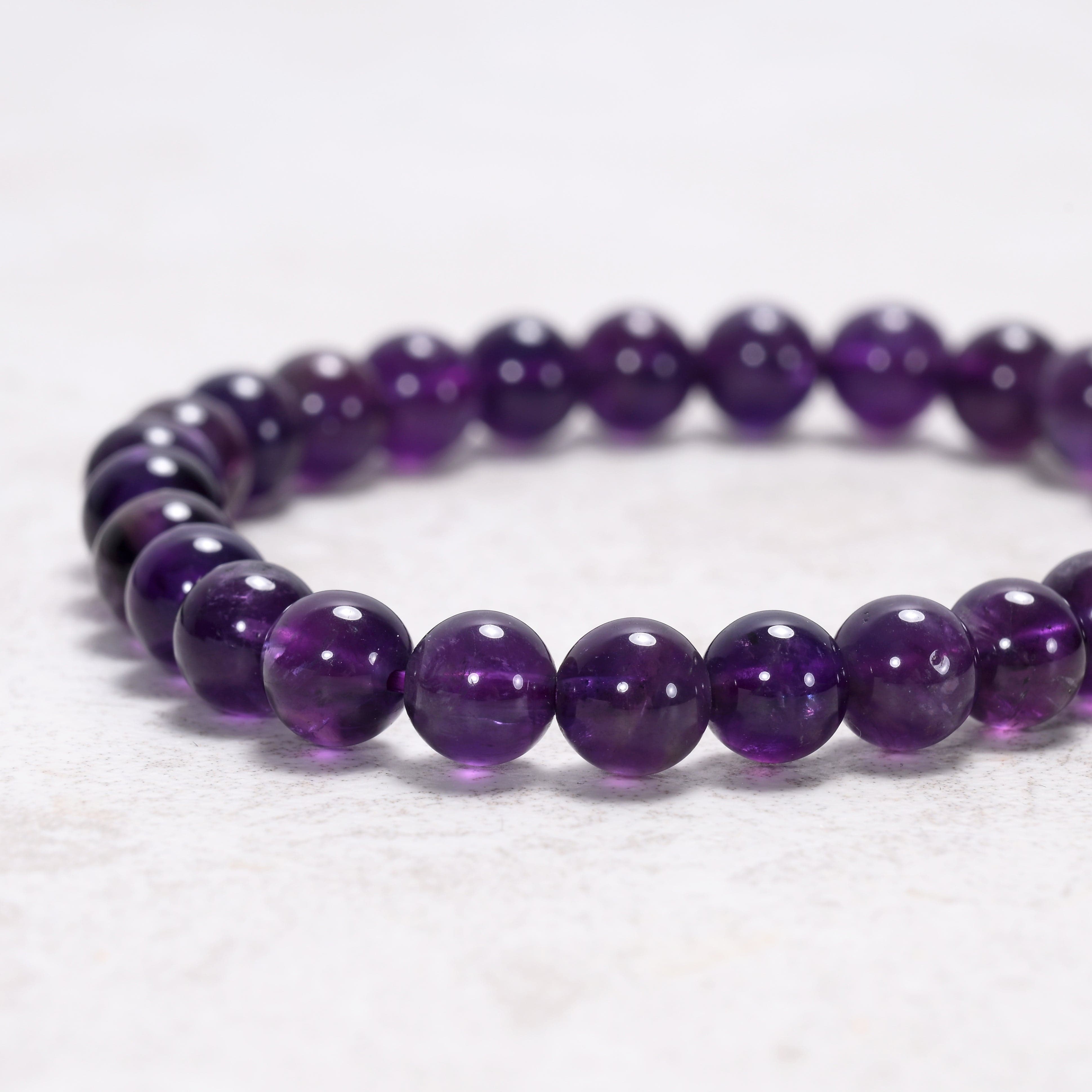 Kalifano Gemstone Bracelets Natural Amethyst 6mm Gemstone Bead Bracelet