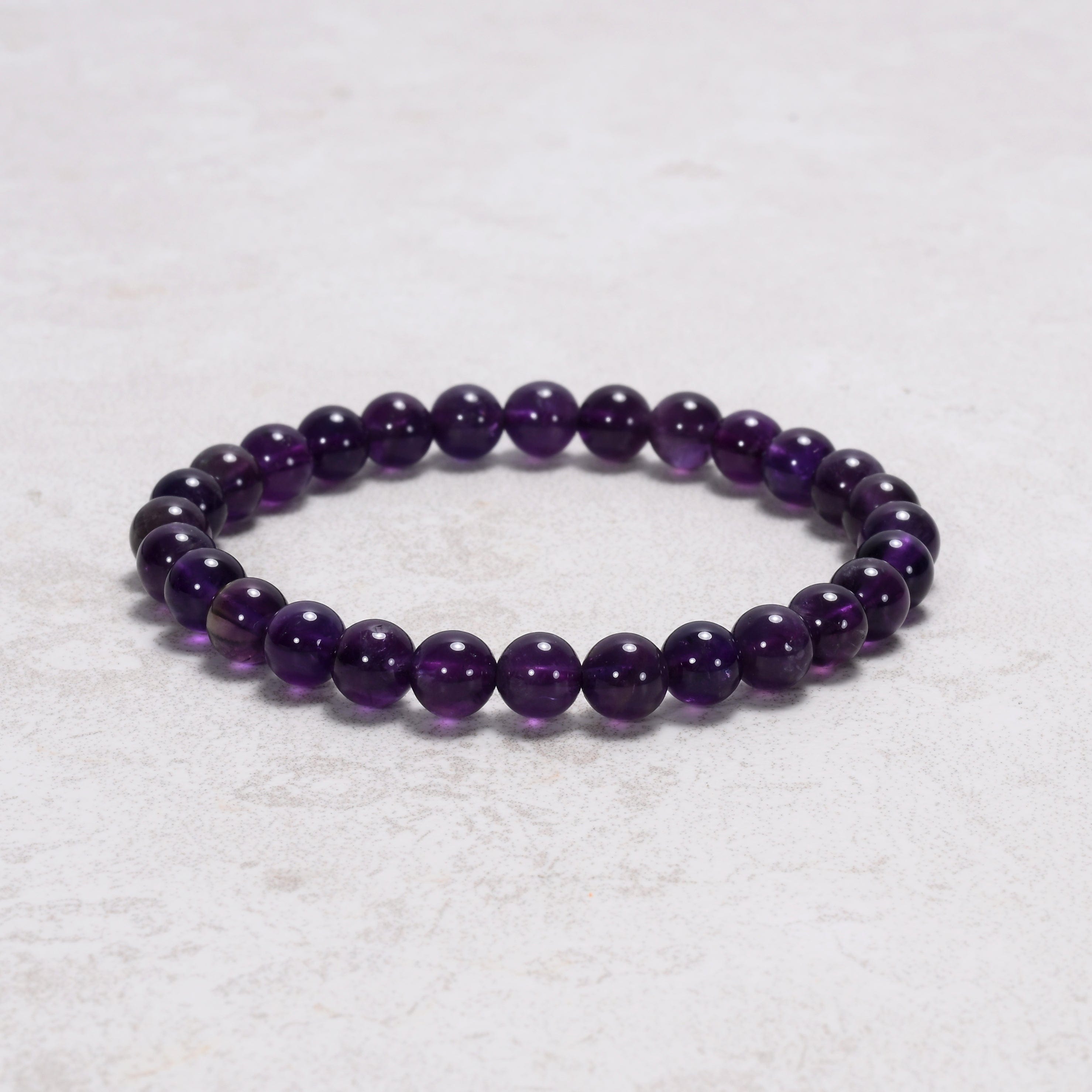 Kalifano Gemstone Bracelets Natural Amethyst 6mm Gemstone Bead Bracelet