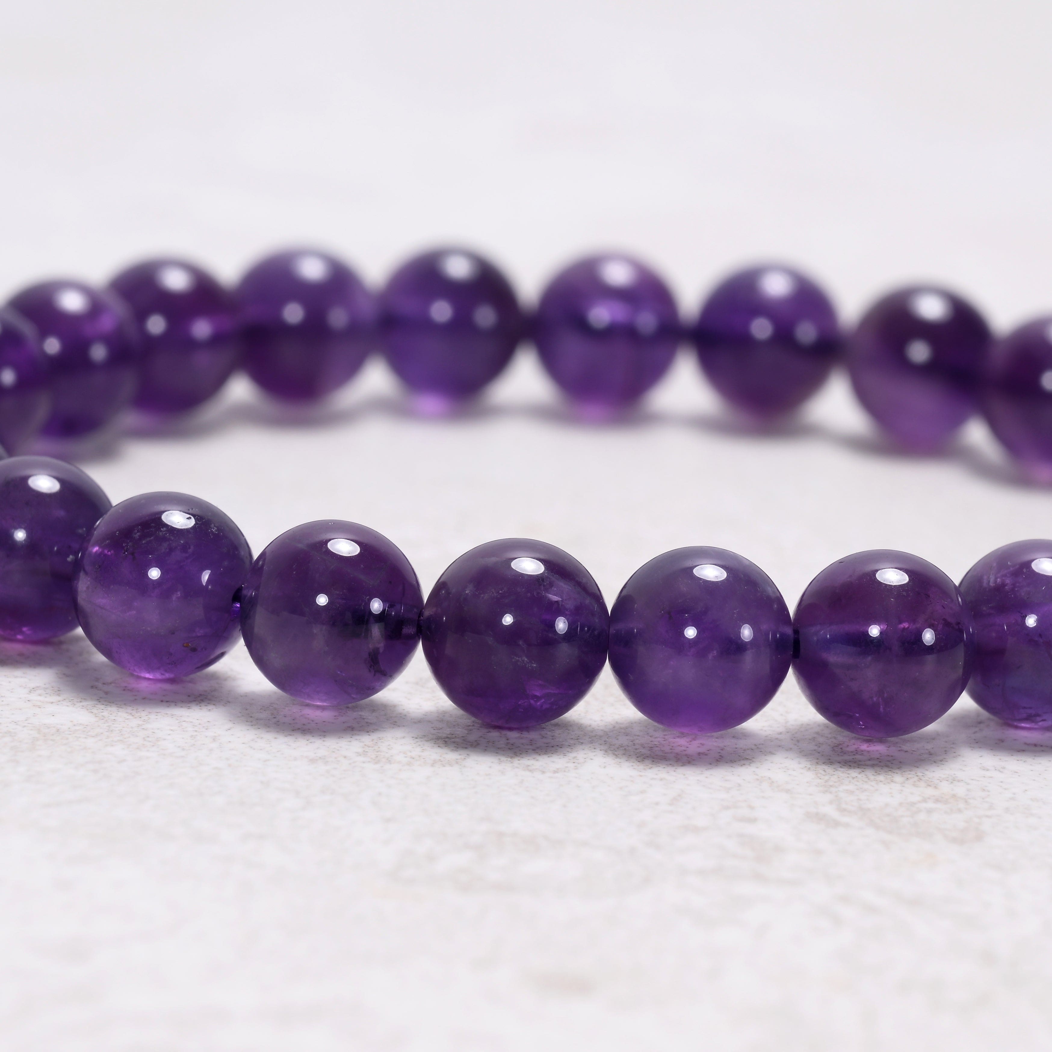 Kalifano Gemstone Bracelets Natural Amethyst 8 mm Beaded Gemstone Bracelet
