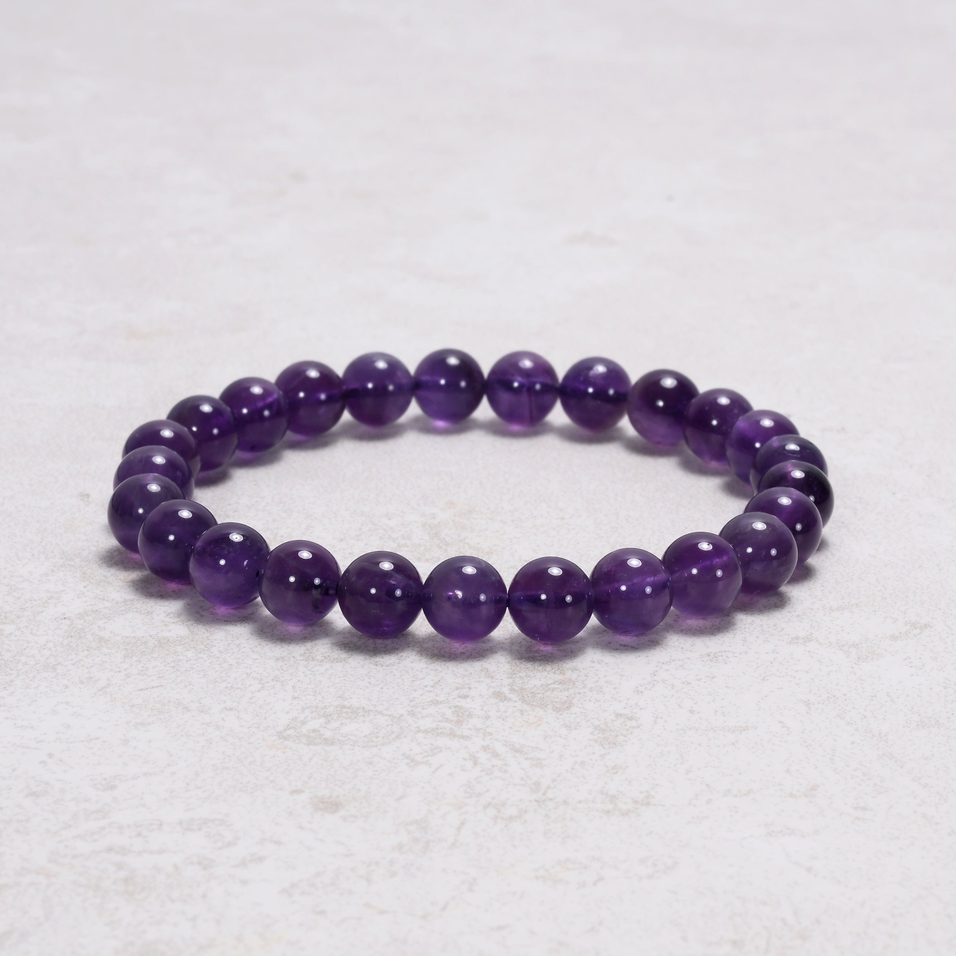 Kalifano Gemstone Bracelets Natural Amethyst 8 mm Beaded Gemstone Bracelet