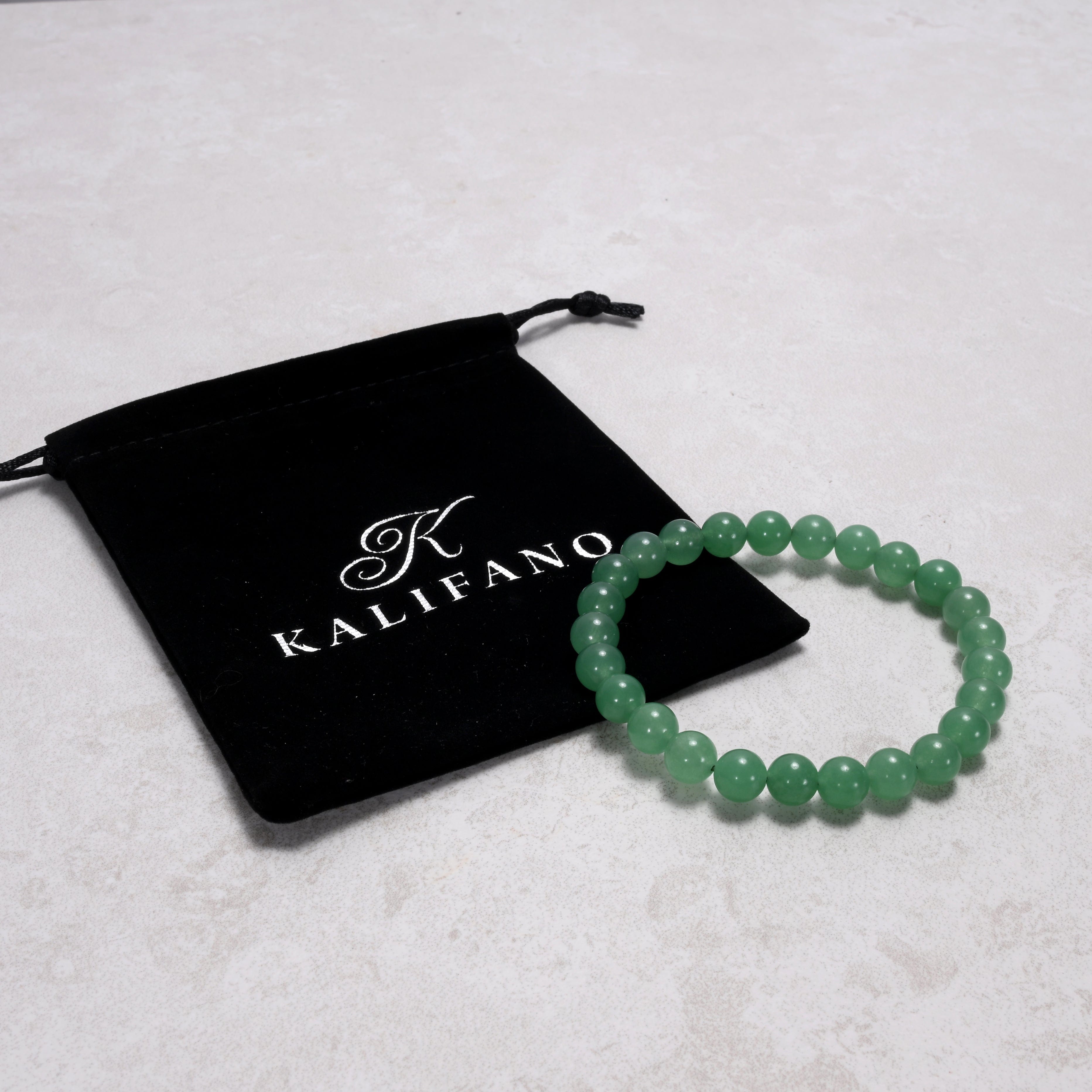 Kalifano Gemstone Bracelets Natural Aventurine 8 mm Beaded Gemstone Bracelet