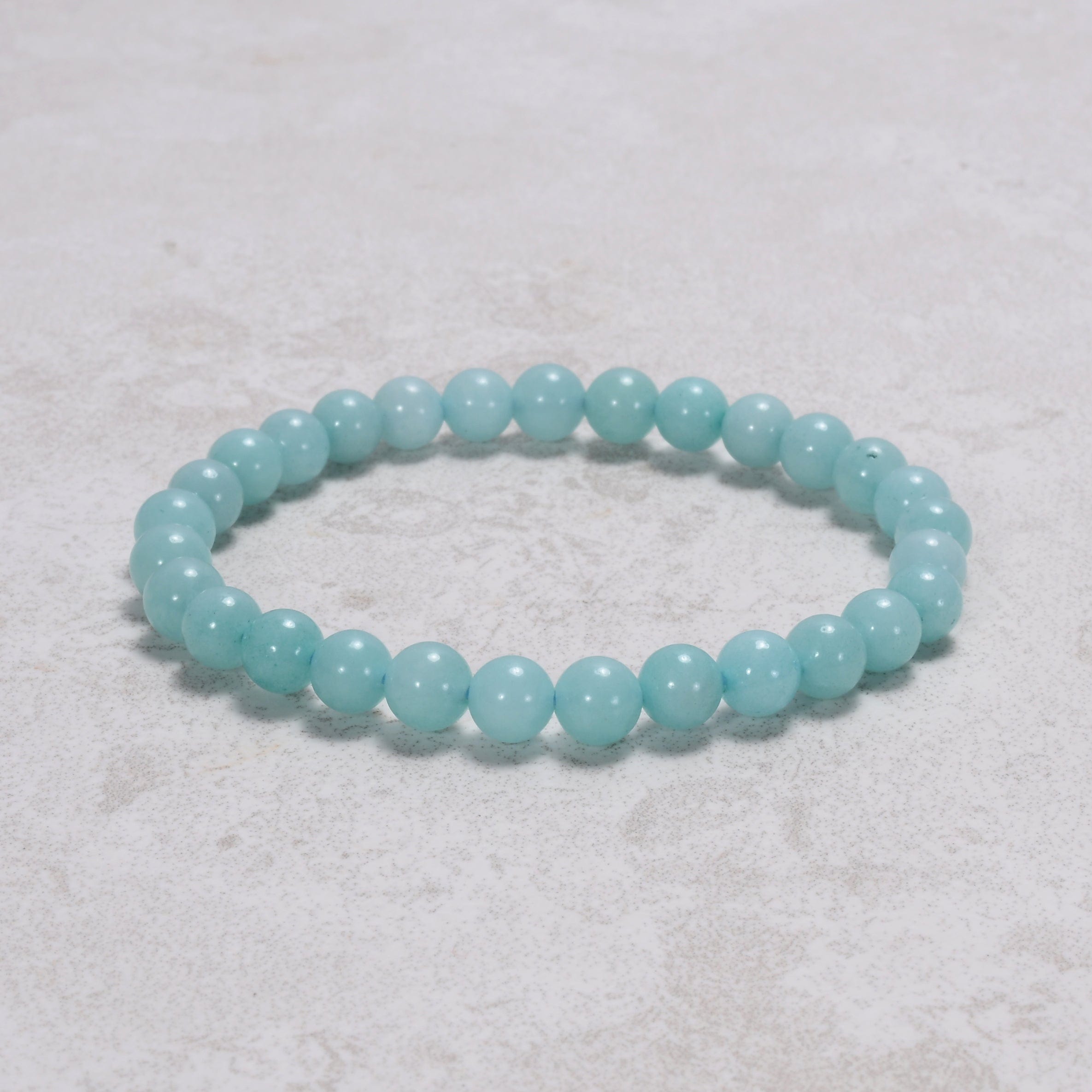 Kalifano Gemstone Bracelets Natural Blue Amazonite 6mm Gemstone Bead Elastic Bracelet