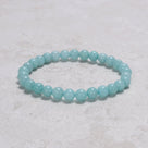 Natural Blue Amazonite 6mm Gemstone Bead Elastic Bracelet