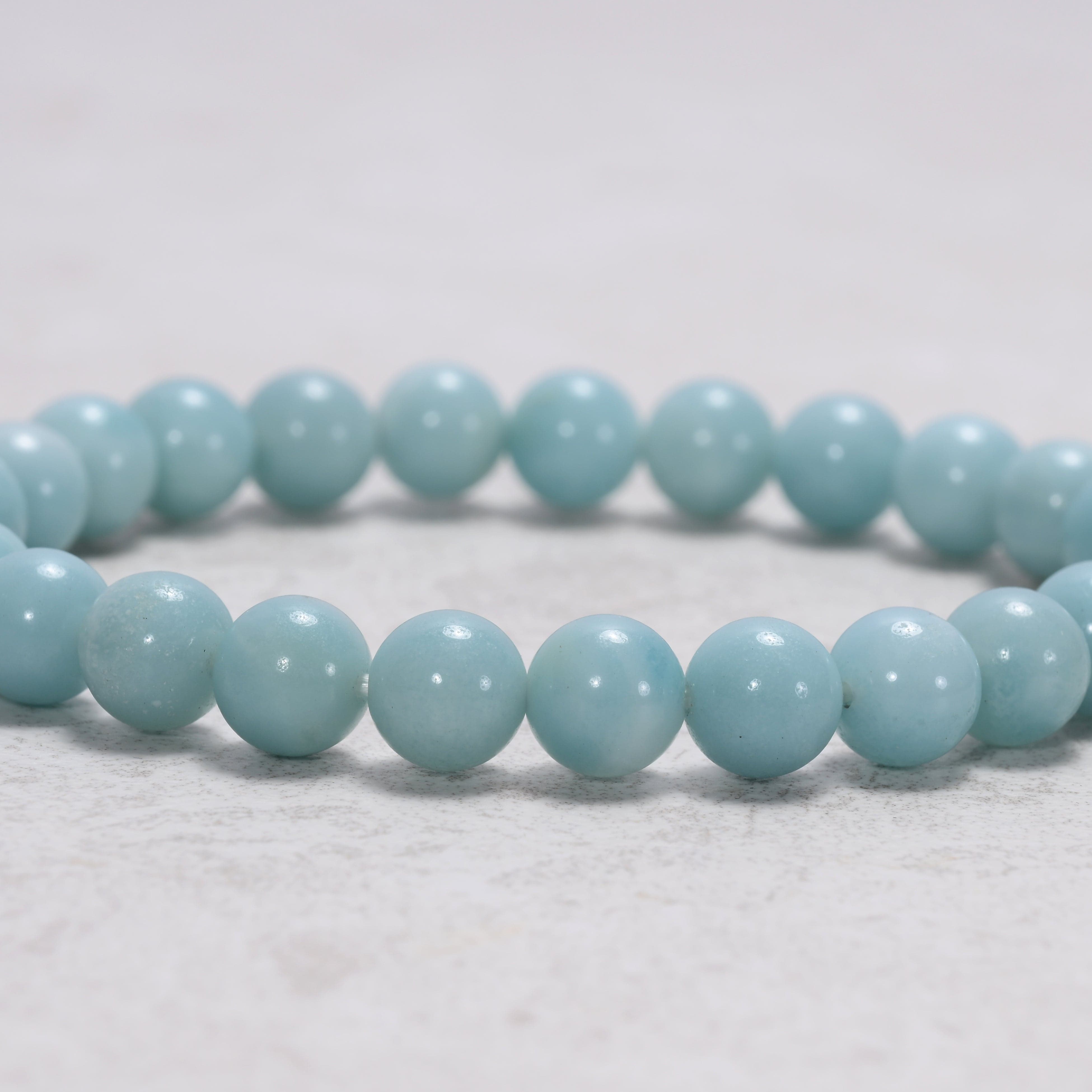 Kalifano Gemstone Bracelets Natural Blue Amazonite 8 mm Beaded Gemstone Bracelet