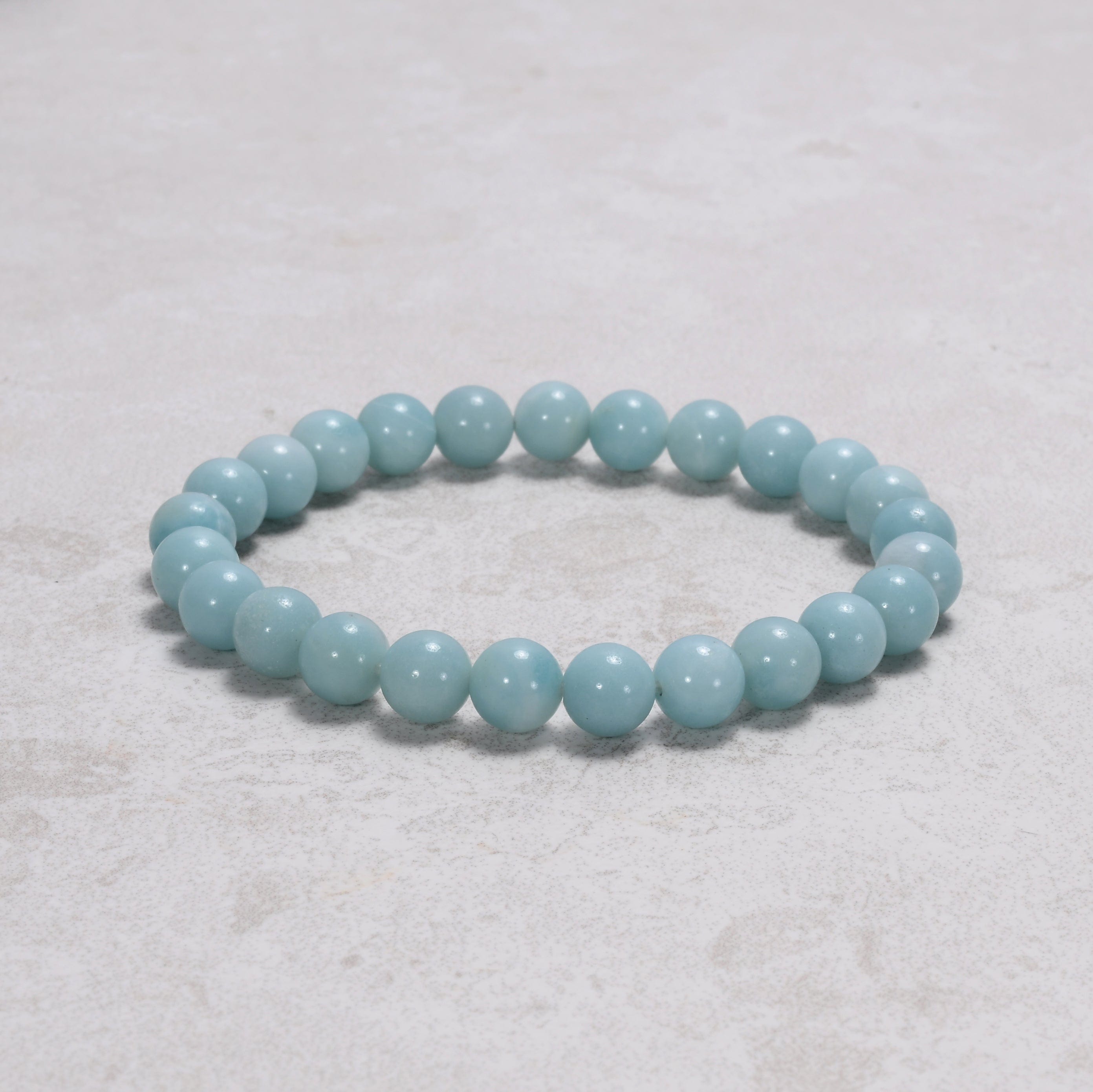 Kalifano Gemstone Bracelets Natural Blue Amazonite 8 mm Beaded Gemstone Bracelet