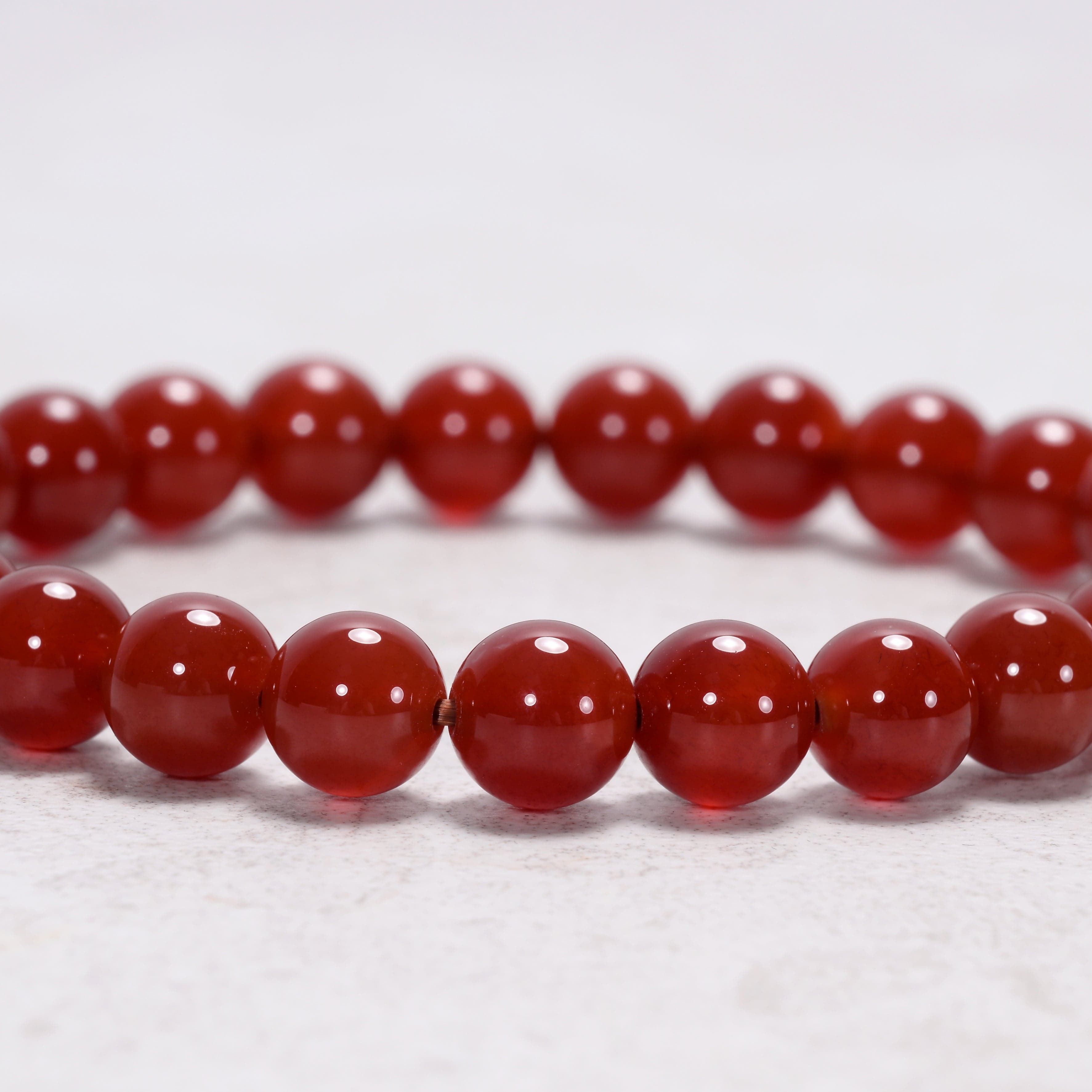 Kalifano Gemstone Bracelets Natural Carnelian 8 mm Beaded Gemstone Bracelet